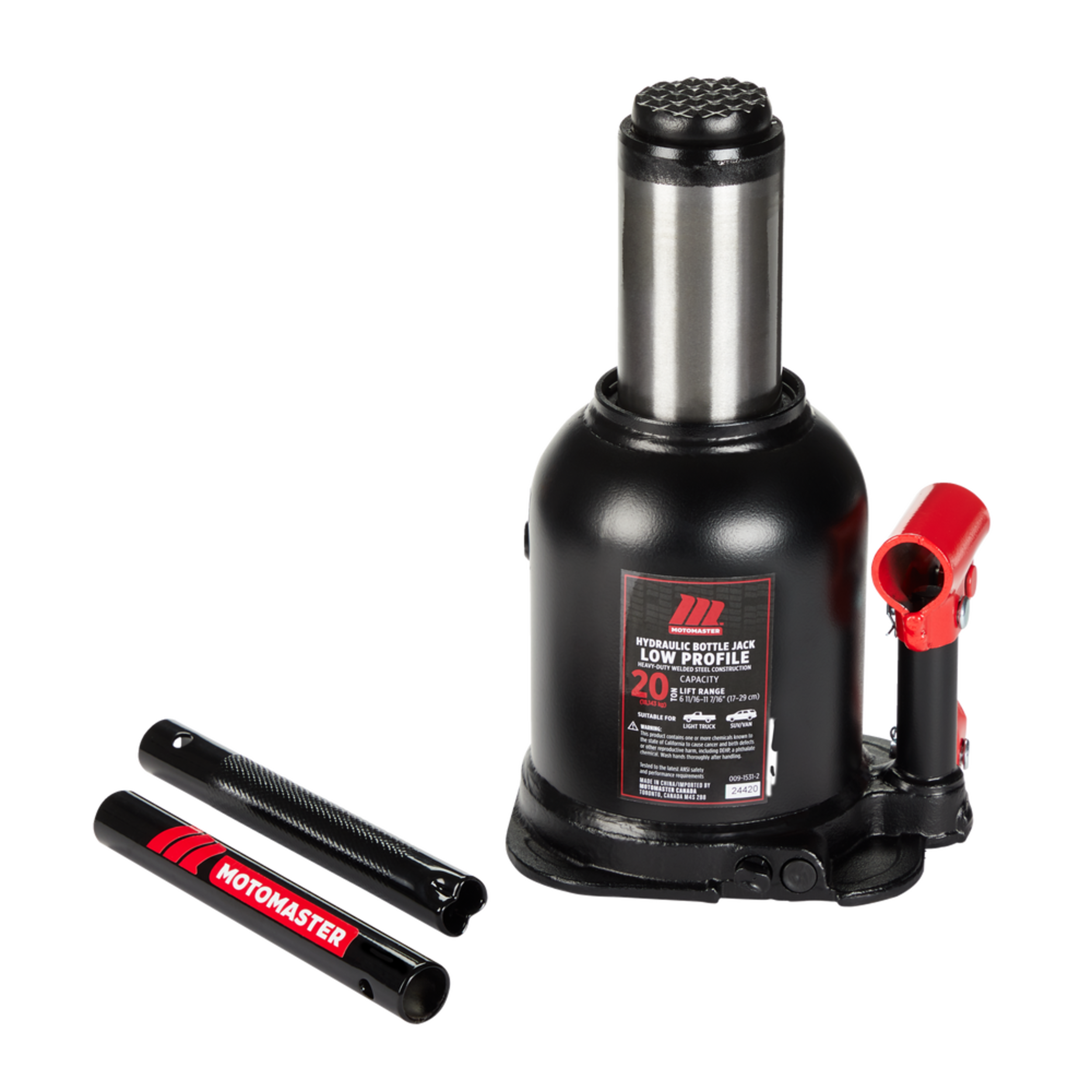 MotoMaster HeavyDuty Low Profile Jack / Hydraulic Bottle Jack, 20Ton