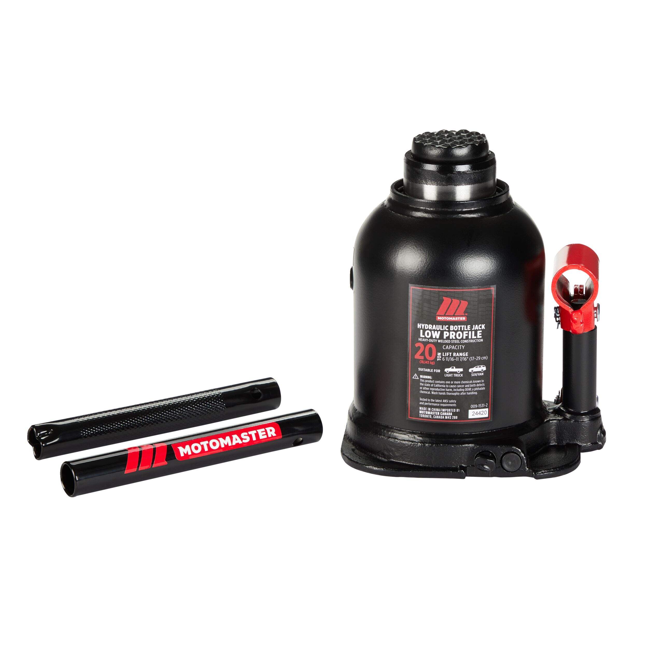 MotoMaster HeavyDuty Low Profile Jack / Hydraulic Bottle Jack, 20Ton