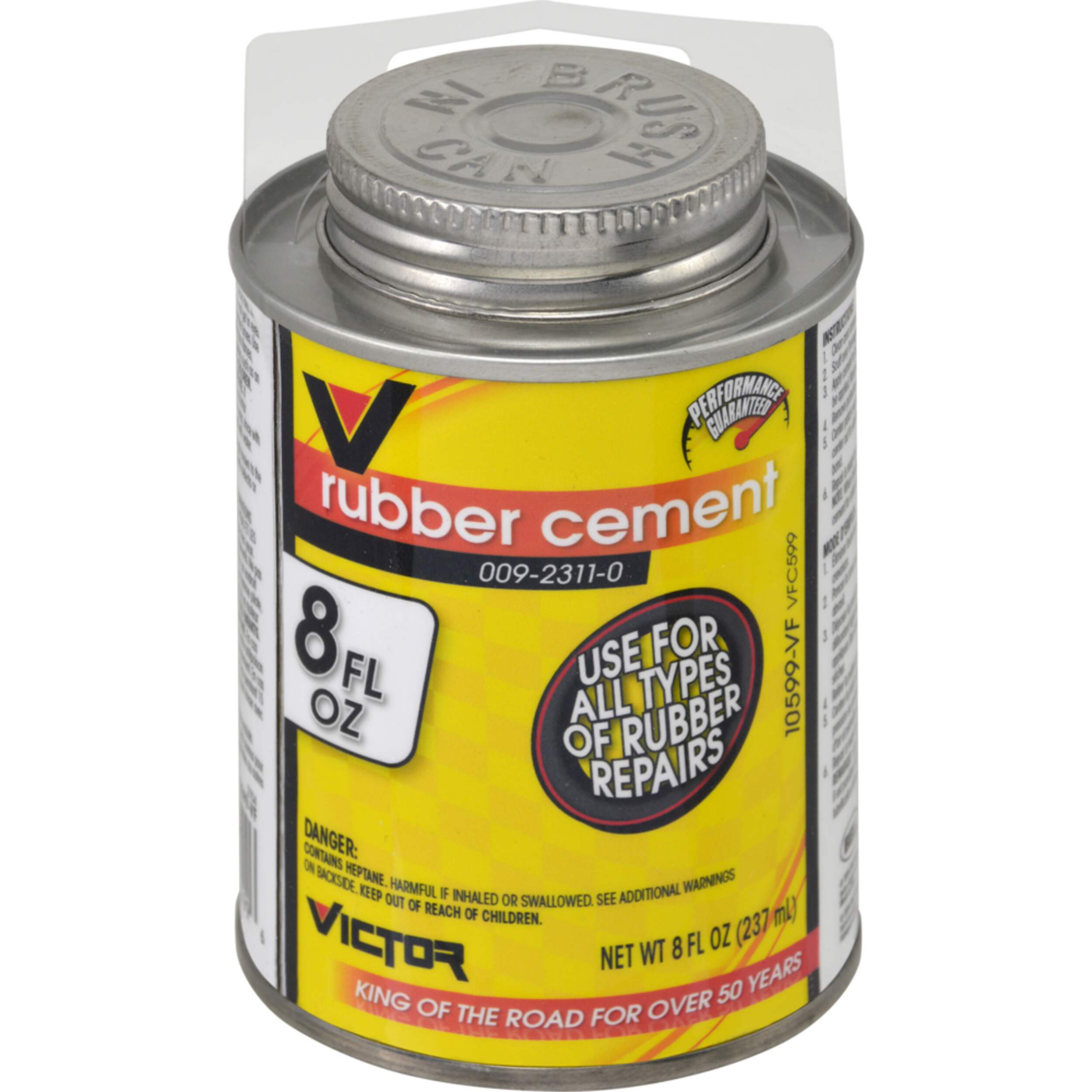 Victor Multi-Purpose Rubber Cement with Brush, 237 mL Front_Elevated
