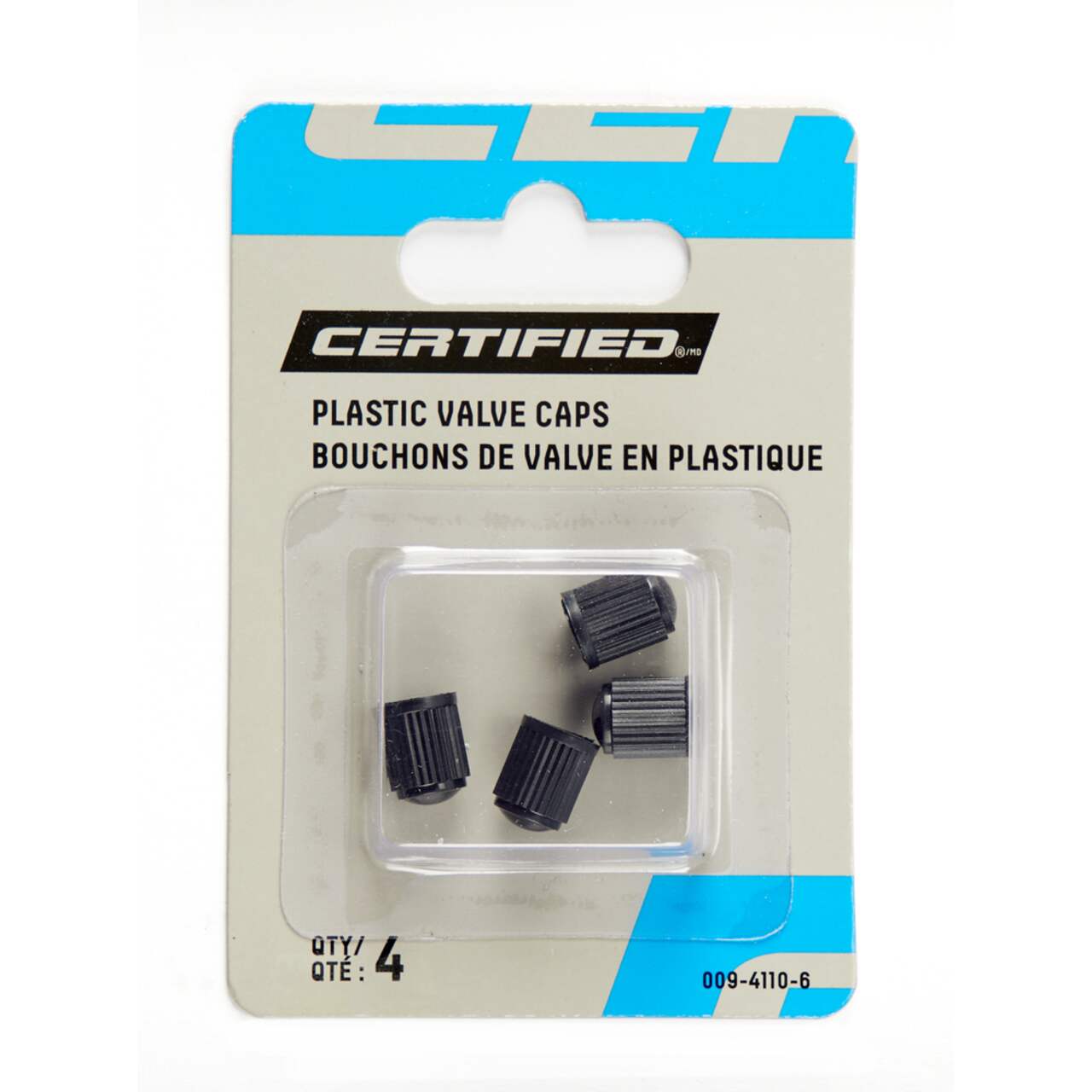 Certified Plastic Tire Valve Stem Caps, 4-pcs