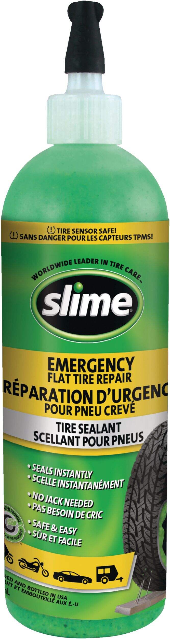 Slime® Emergency Flat Tire Repair Tire Sealant, 473-mL Front_Flat