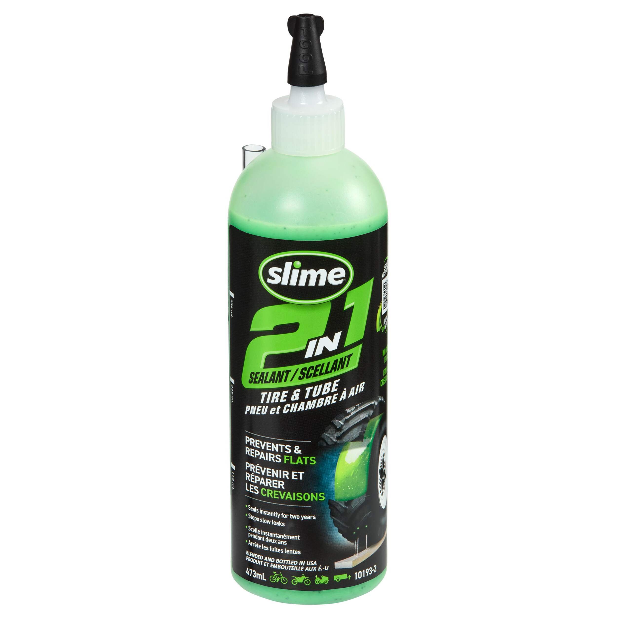 Slime® 2-in-1 Tire and Tube Sealant, 473-mL Front_Flat