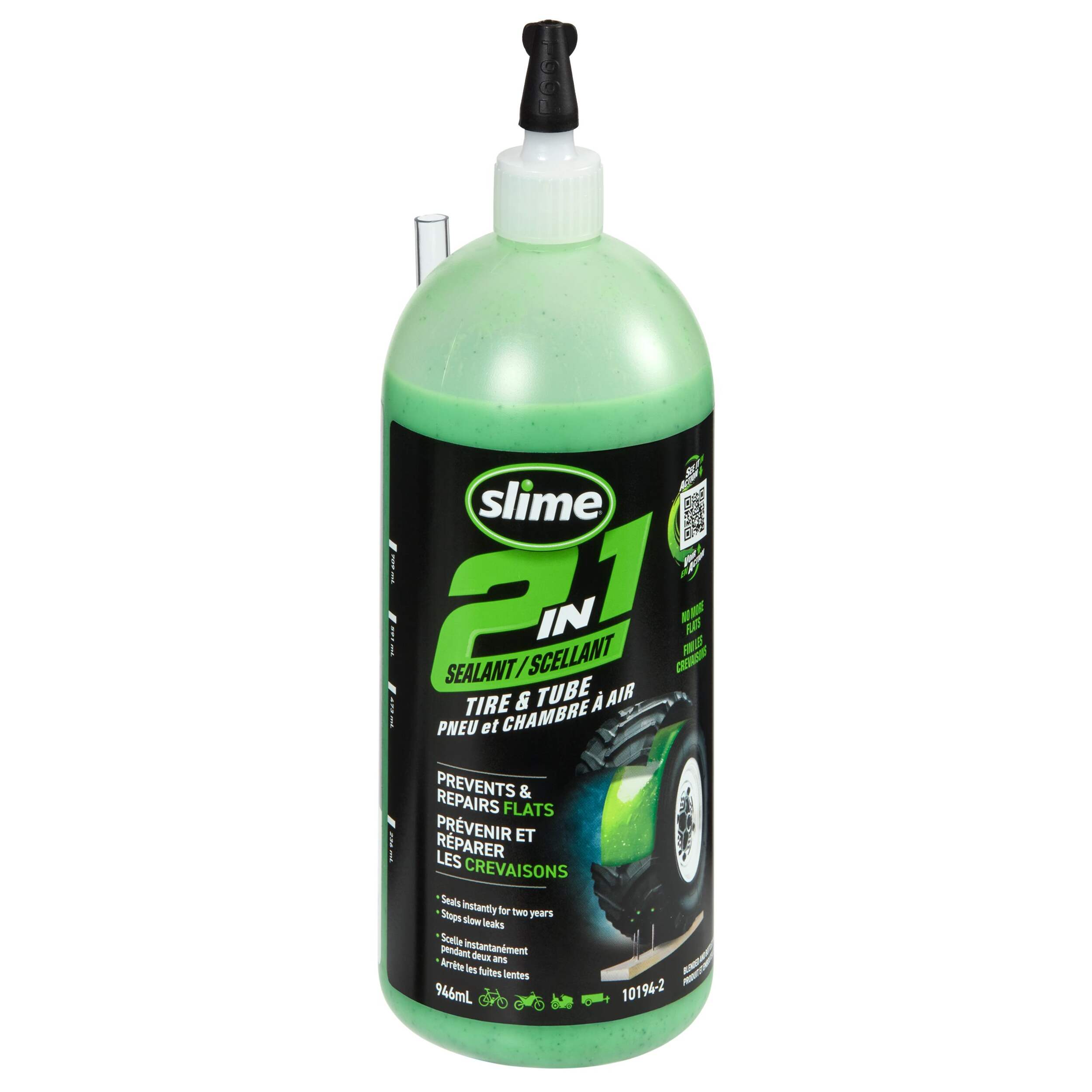 Slime® 2-in-1 Tire and Tube Sealant, 946-mL Front_Flat