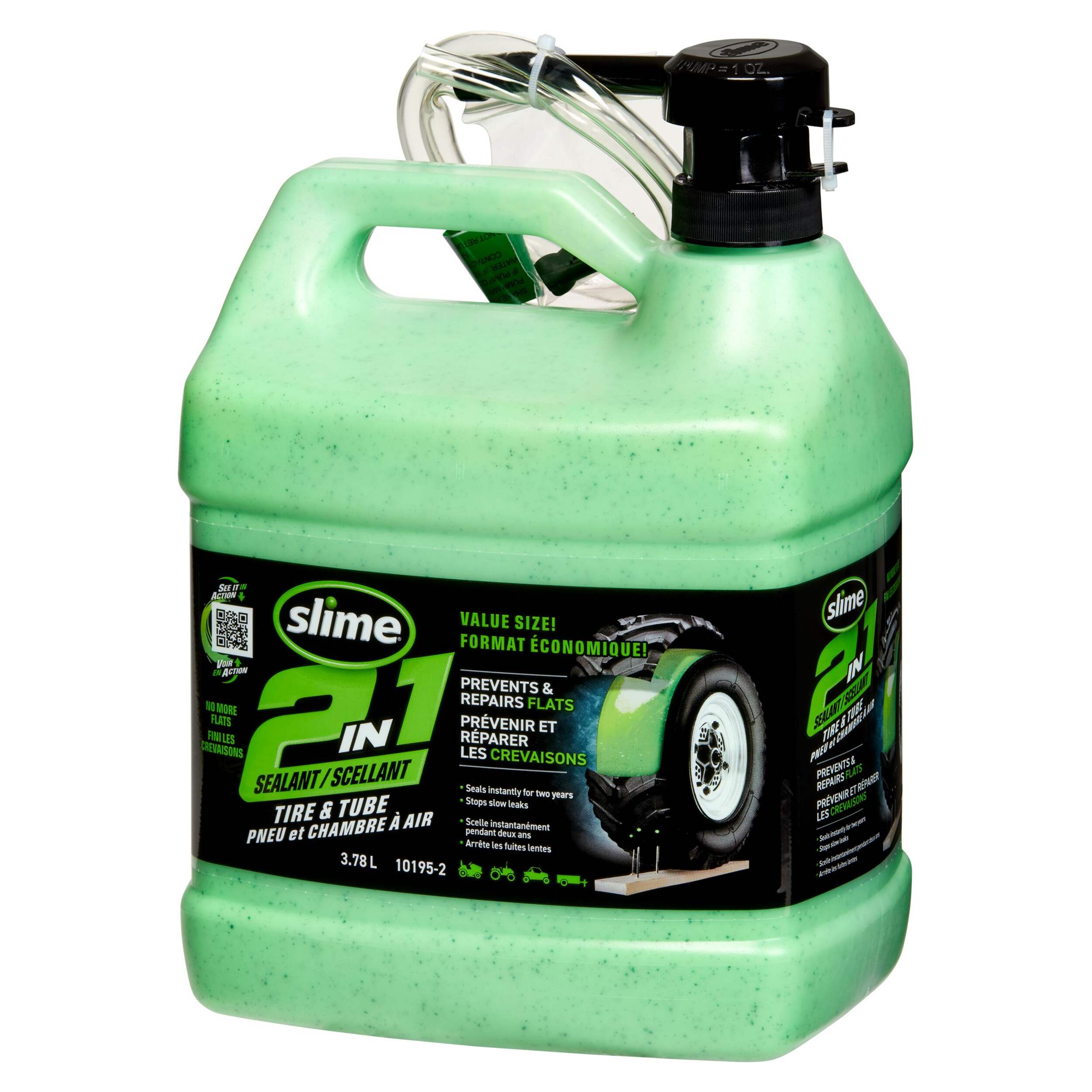 Slime® 2-in-1 Tire and Tube Sealant, 3.78 L Front_Three_Fourths_Angled_Left