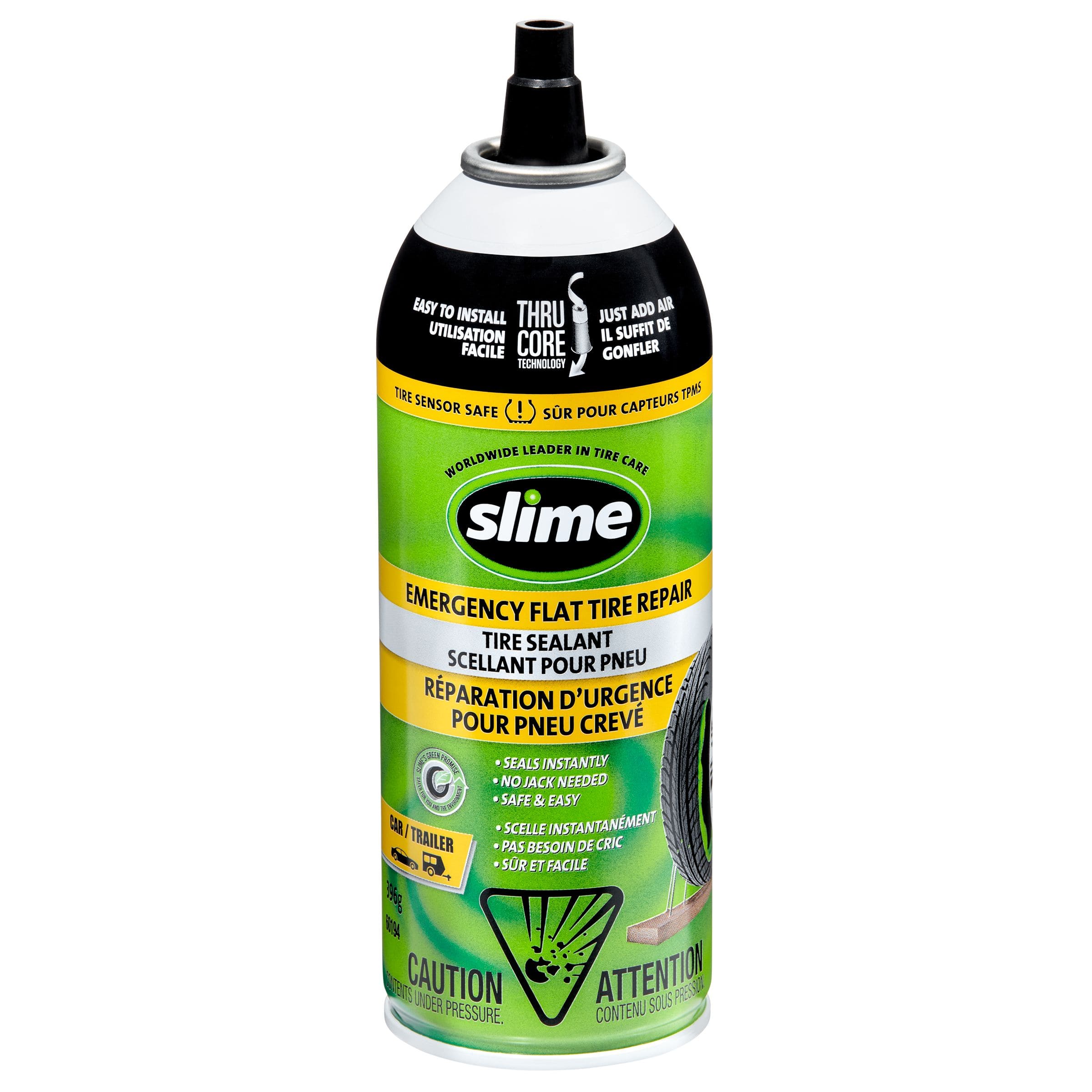 Slime® Thru-Core Emergency Flat Tire Sealant, TPMS Safe, 396-g