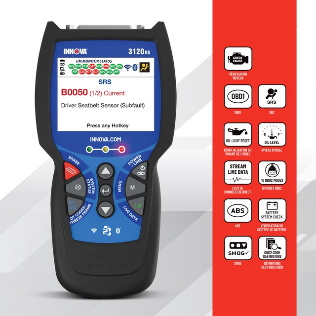 Innova Tire OBD2 & 1 Code Reader / Scan Tool w/ ABS & SRS Canadian Tire