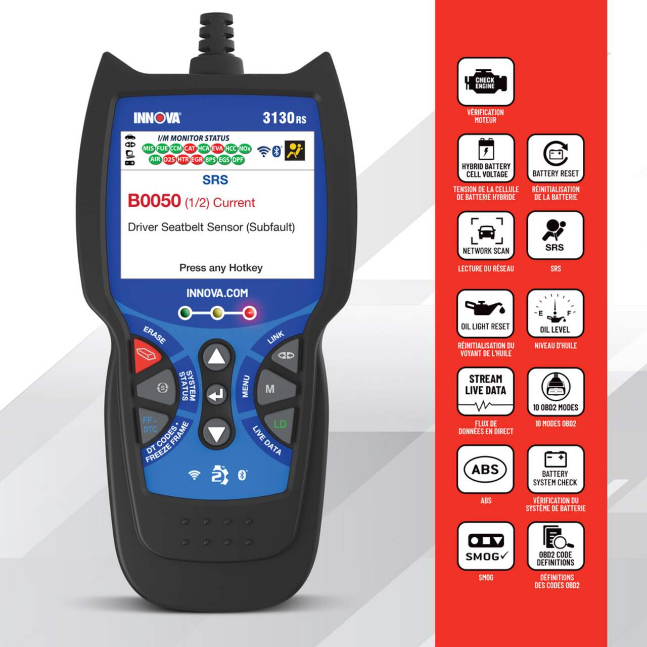 Innova Equus OBD2 Vehicle Code Reader / Scan Tool w/ ABS, SRS, & All System  Network Scan