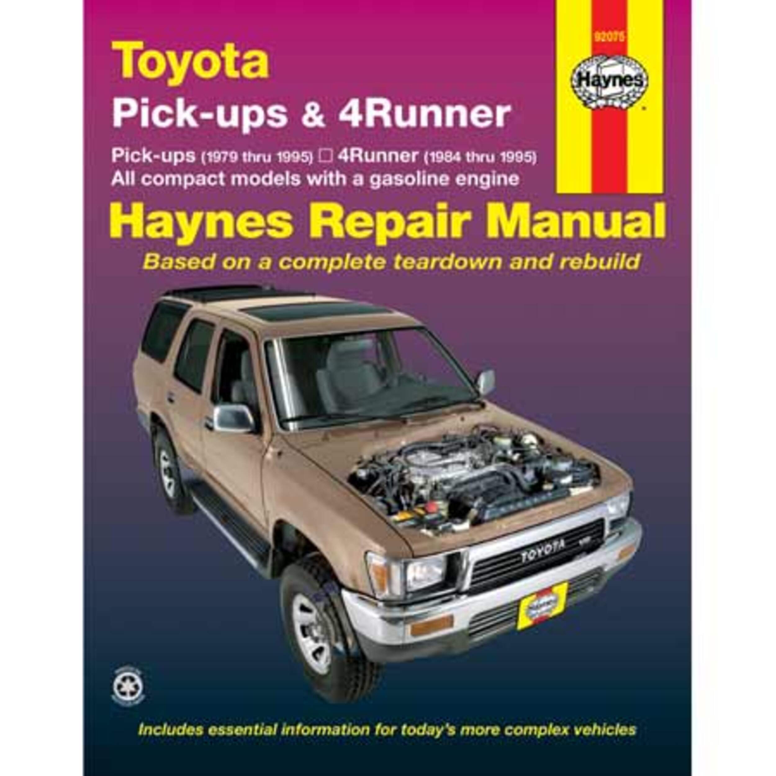 Toyota Pick-ups 1979 thru 1995 & 4Runner 1984 thru 1995 Haynes Repair Manual, 92075 Front_Flat