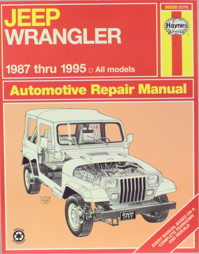 Jeep Wrangler 1987 thru 1995 Haynes Repair Manual, 50030 Canadian Tire