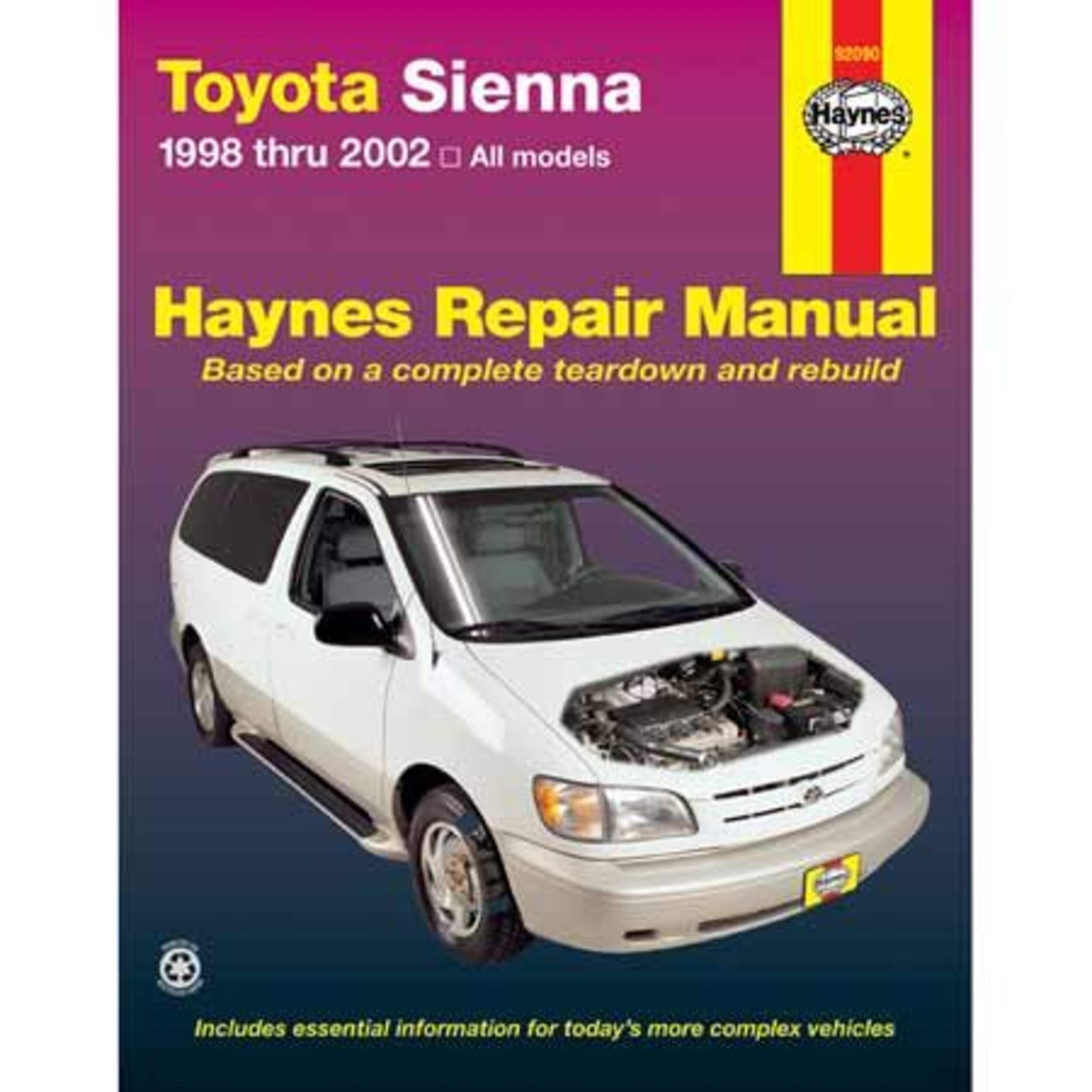 Manuel de réparation automobile Haynes, Toyota Sienna 1998 à 2002, 92090 Front_Flat