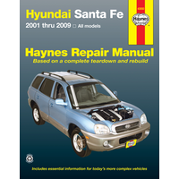 Hyundai Santa Fe 2001 thru 2009 Haynes Repair Manual, 43050 Front_Flat