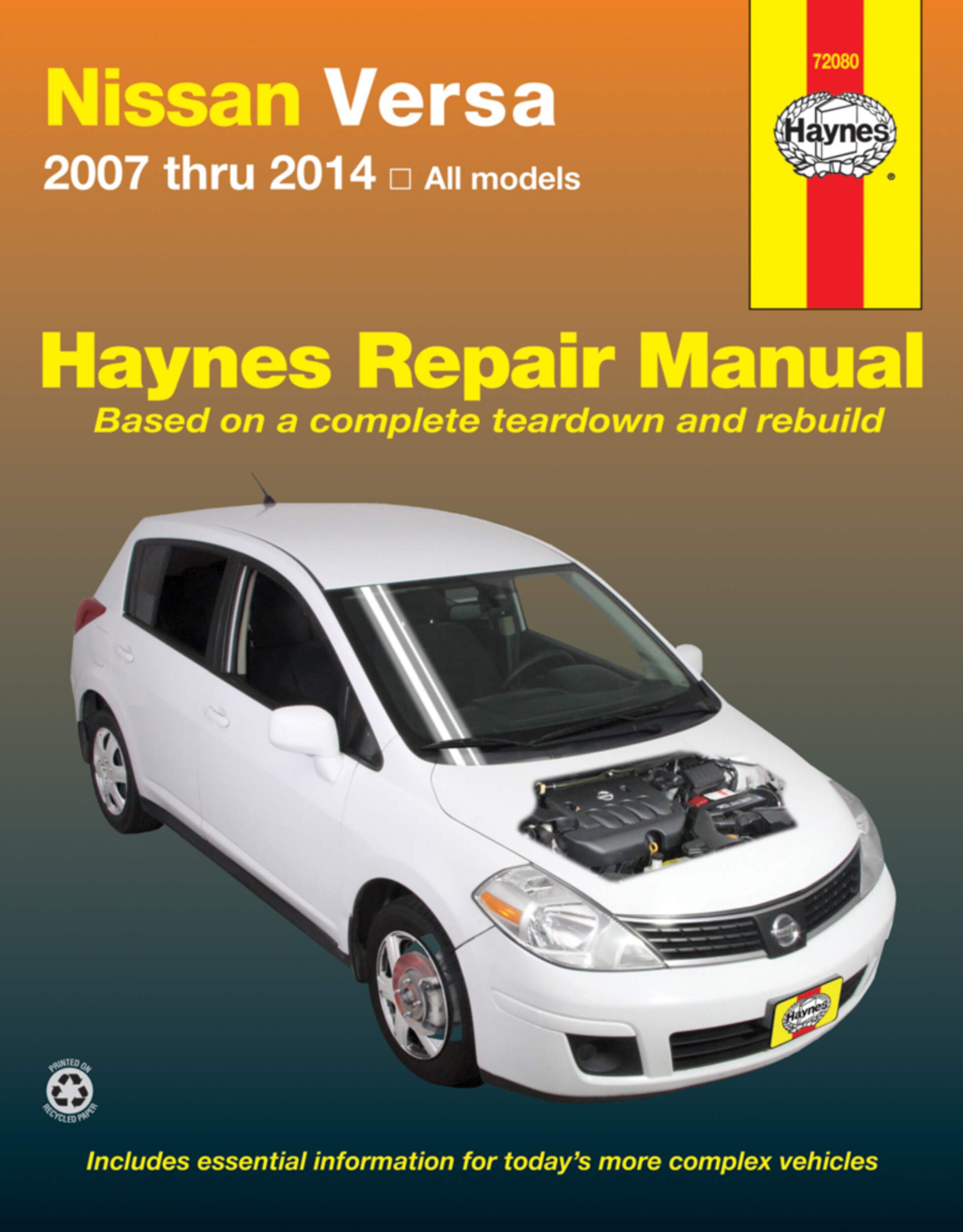 Nissan Versa 2007 thru 2014 Haynes Repair Manual, 72080 Front_Flat