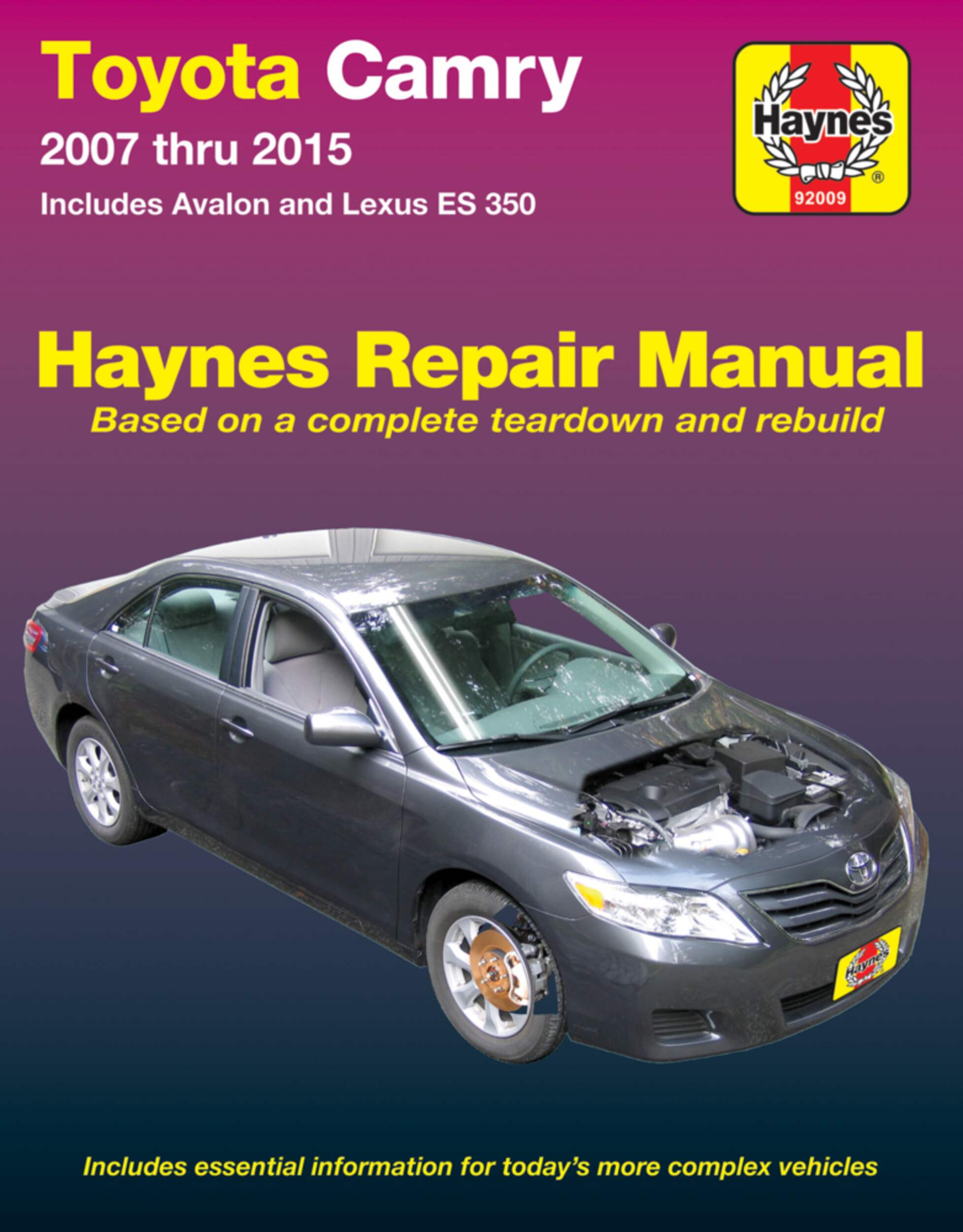 Manuel de réparation automobile Haynes, Toyota Camry 2007 à 2015, 92009 Front_Flat