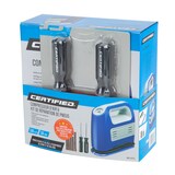 Gonfleur de pneus Certified, 12 V, et nécessaire de réparation de pneus sans chambre à air 3 pièces avec bouchons Front_Angled_Left