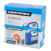 Certified 12V Tire Inflator and 3-Piece Tubeless Tire Repair Kit with Plugs Combo Set Front_Angled_Left