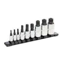 OEMTOOLS® Triple Square Bit Set with Socket Rail, 9-pc, 44953 Front_Three_Fourths_Angled_Left
