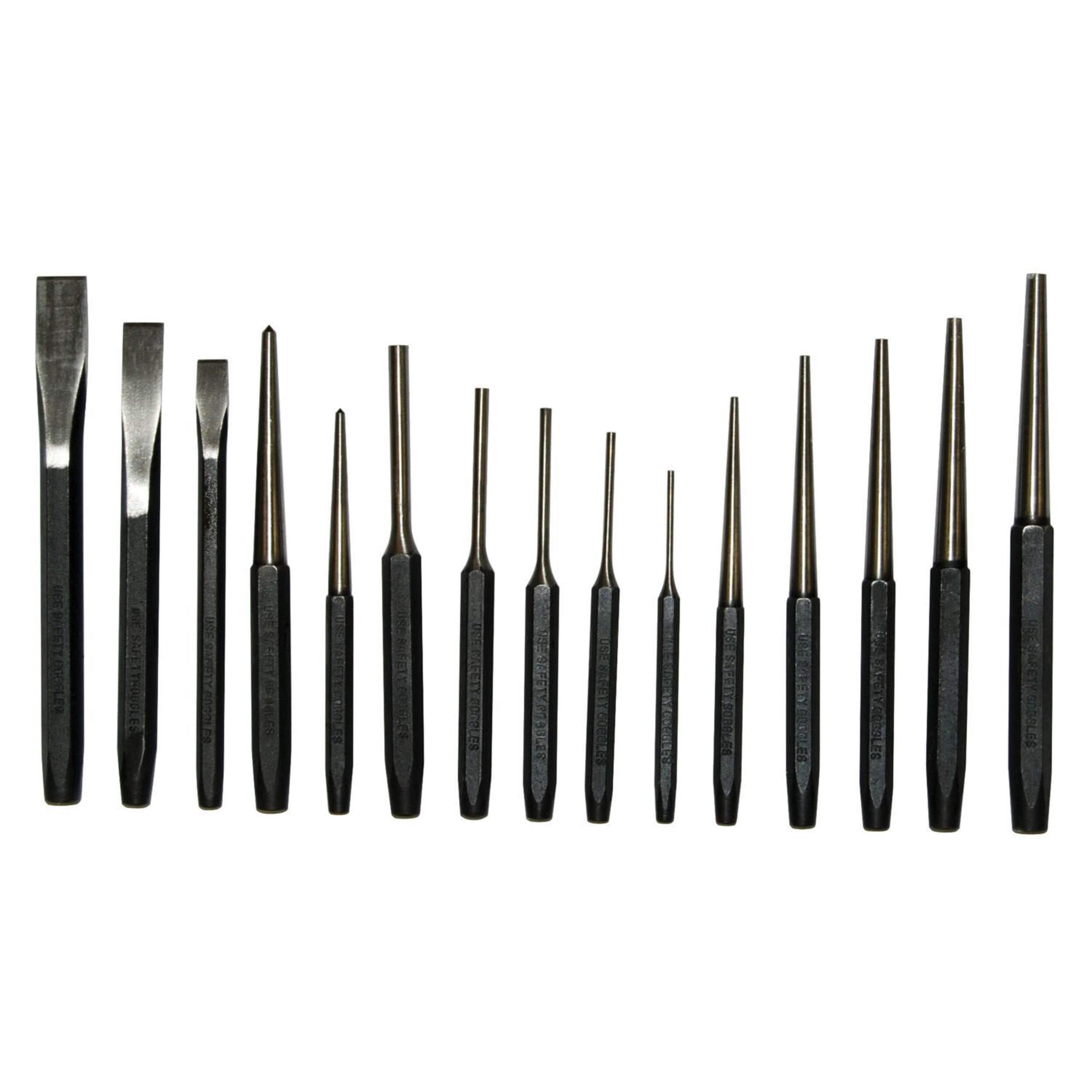OEMTOOLS® Punch & Chisel Set, 16-pc, Assorted Sizes, 44515 Front_Flat