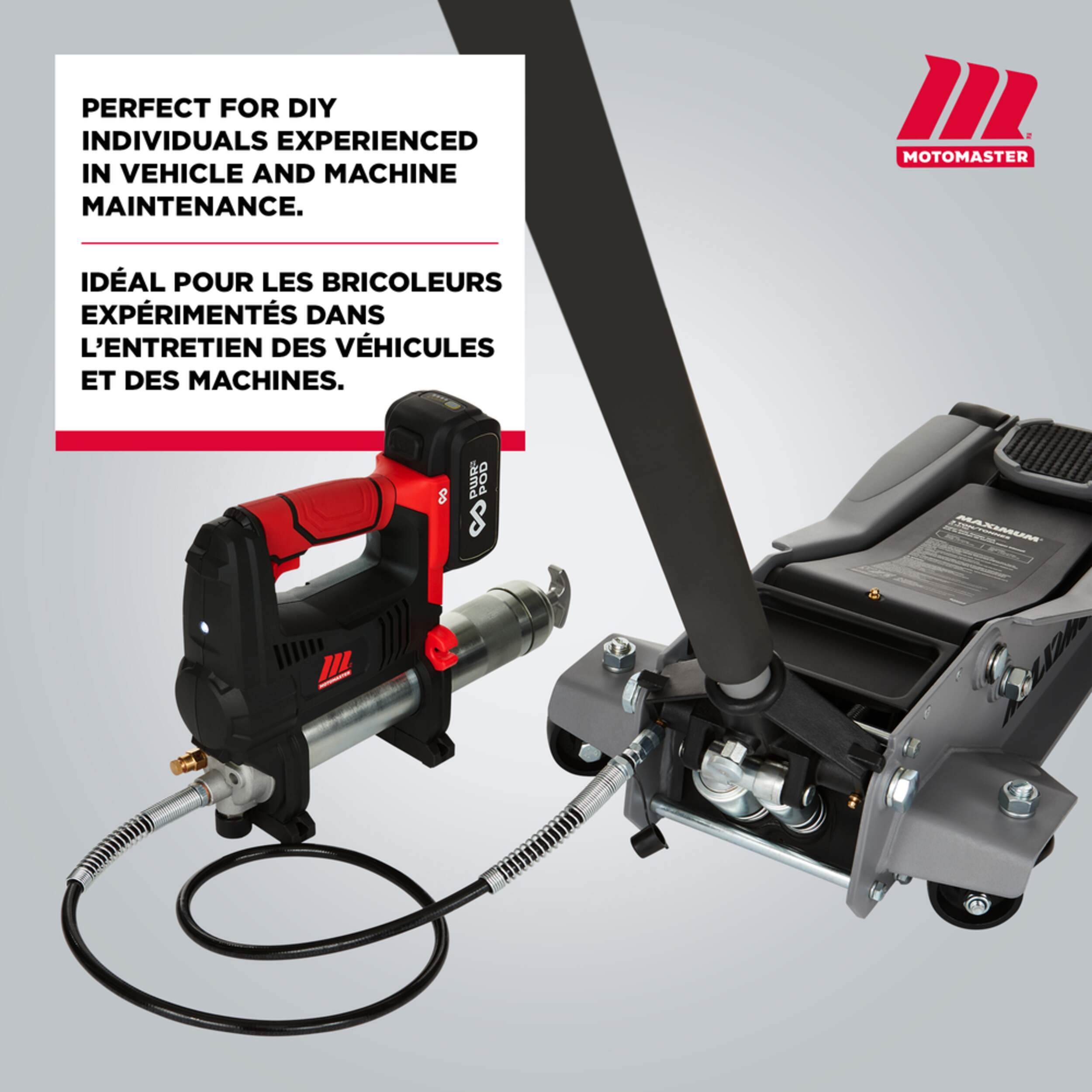 MotoMaster 20V Powered Cordless Grease Gun, with PWR POD 2.0Ah Battery