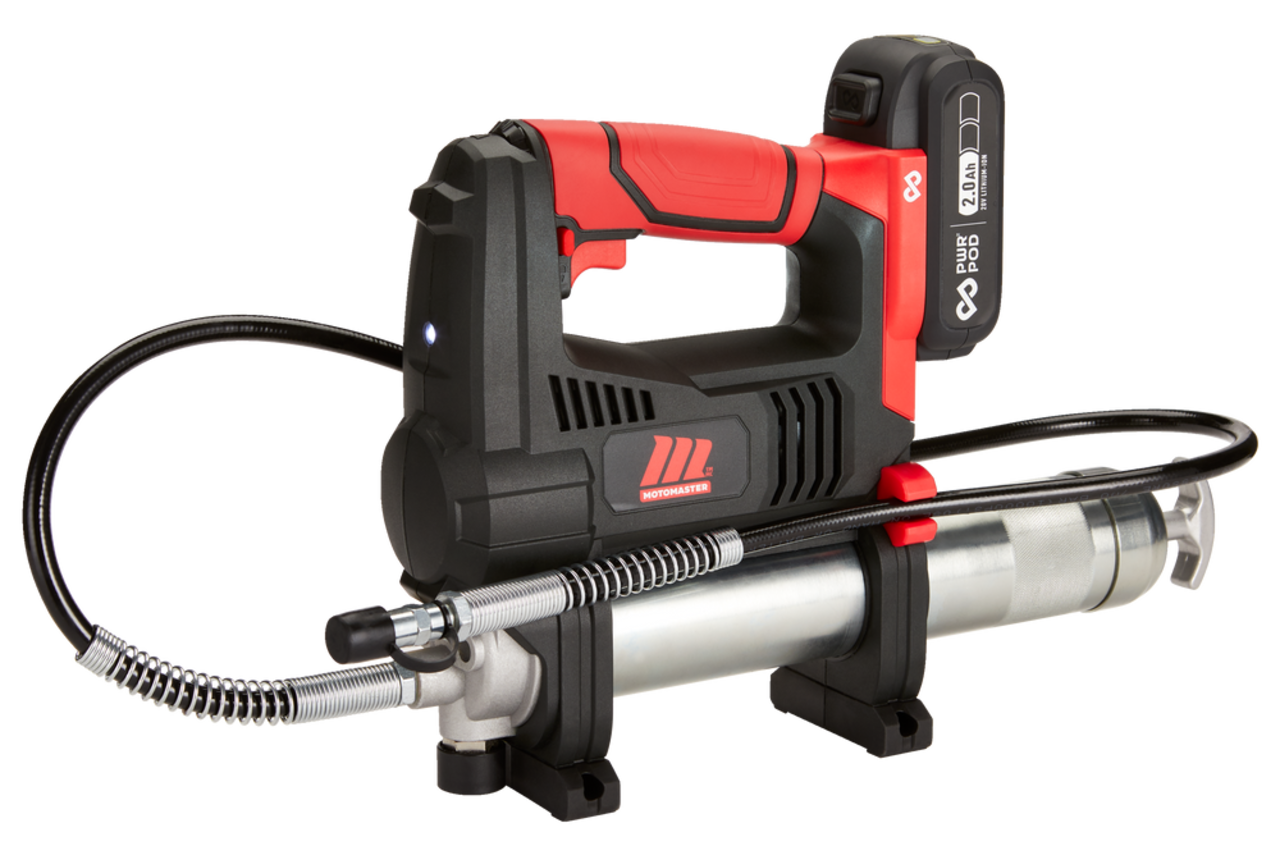 MotoMaster 20V Powered Cordless Grease Gun, with PWR POD 2.0Ah Battery &  Compact Charger, 14-oz