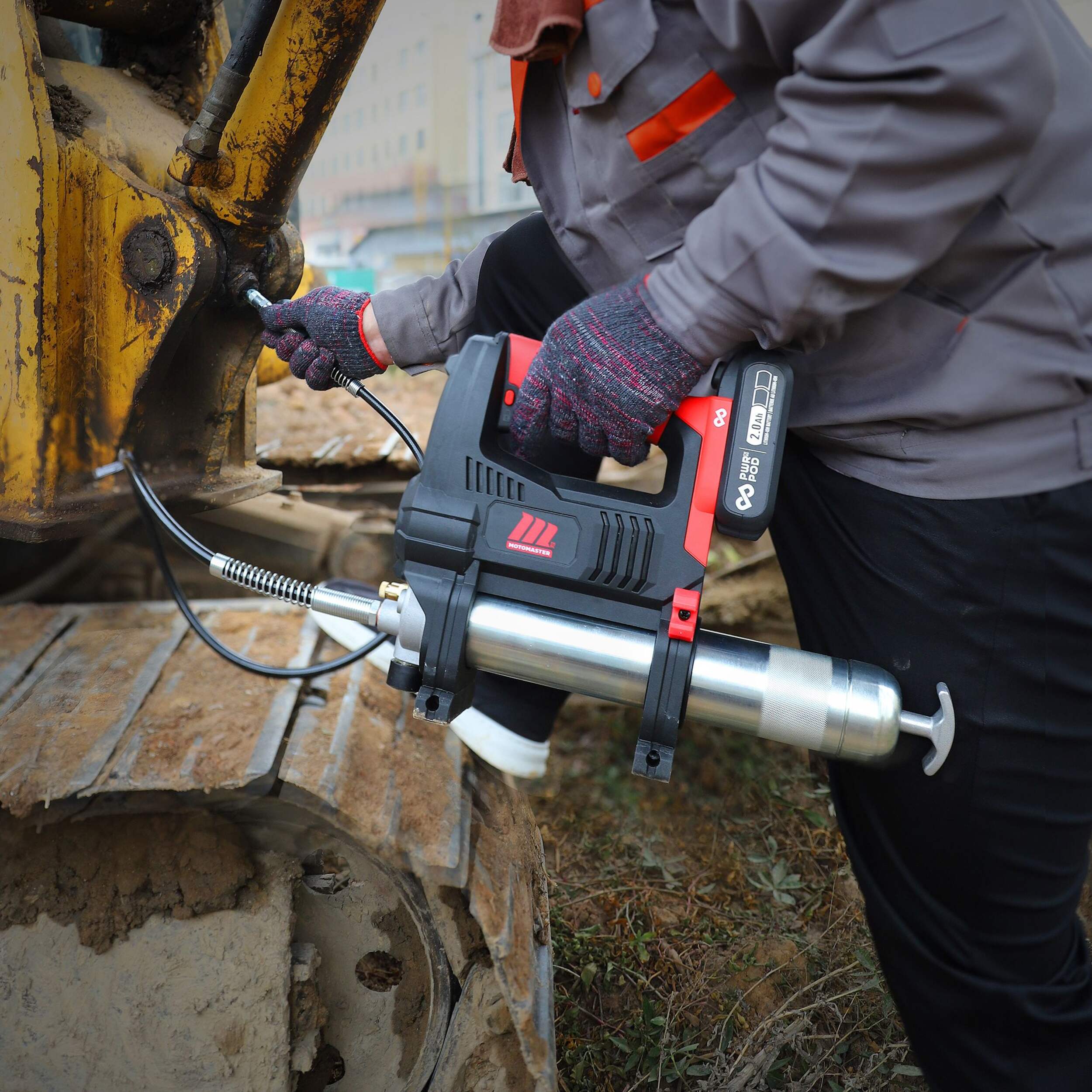 MotoMaster 20V Powered Cordless Grease Gun, with PWR POD 2.0Ah Battery