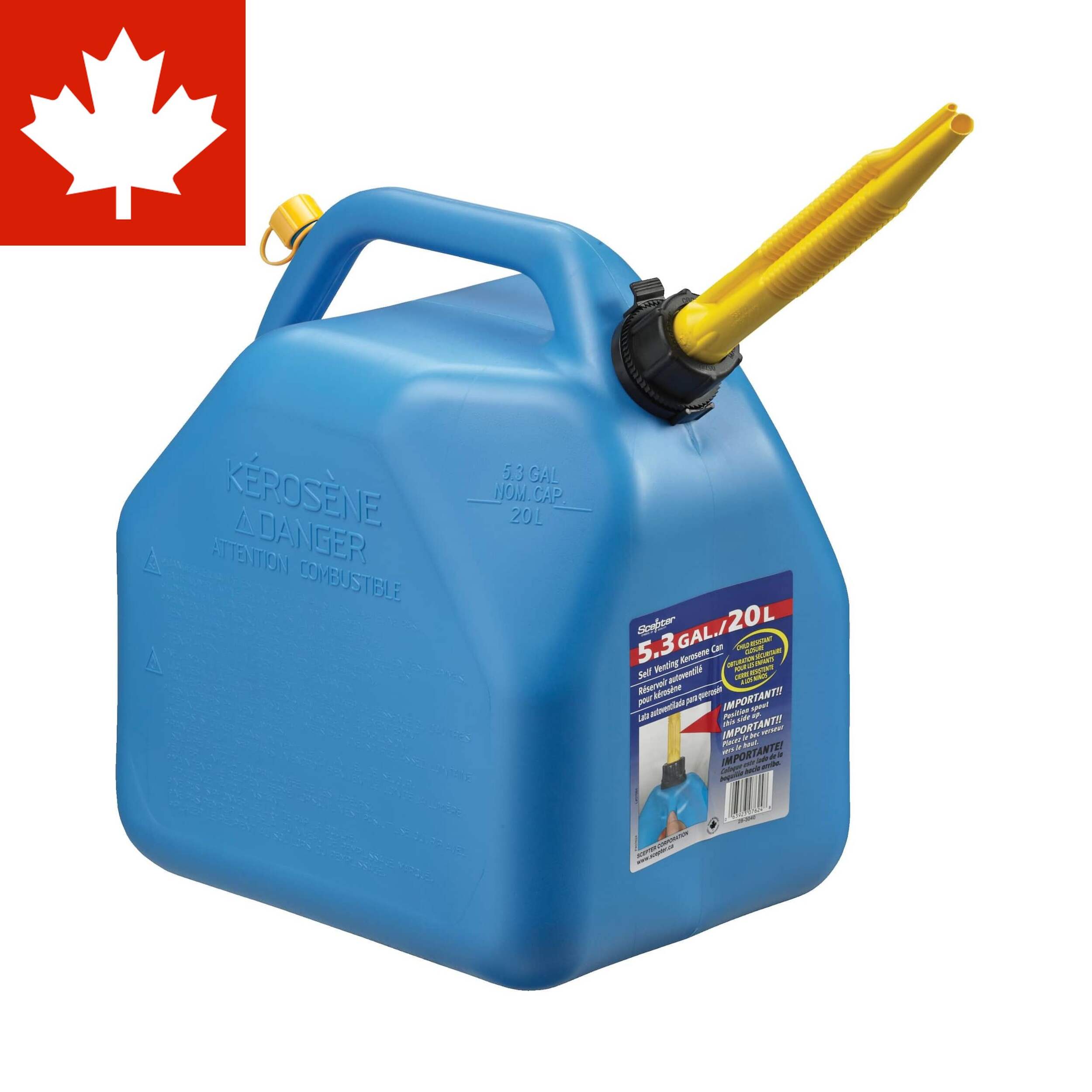 Scepter Kerosene Vented Jerry Fuel Can, 20-L Front_Angled_Right