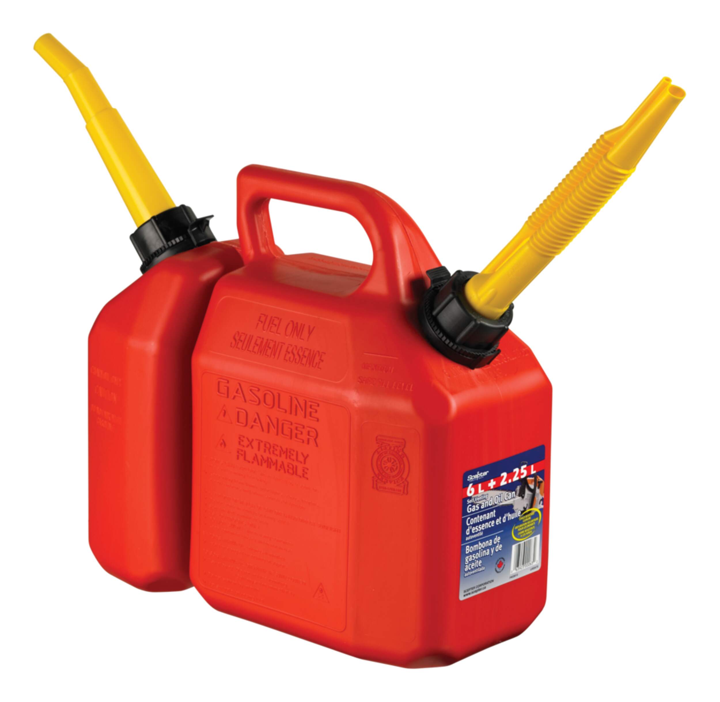 Scepter 2-in-1 Oil and Gas Can Combo, 2.25/6-L Front_Angled_Right