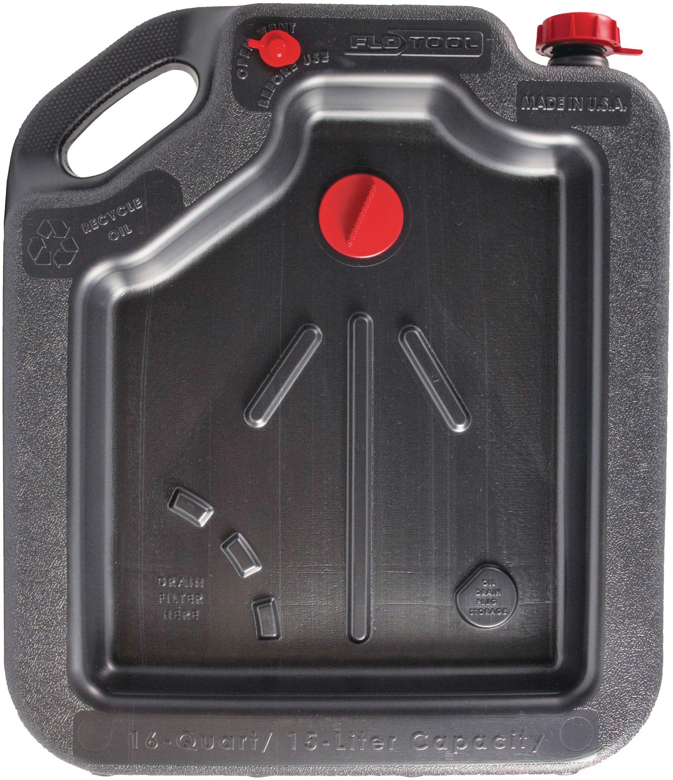 Flo Tool Super Duty Drain Container with Integrated Handle, 15-L, (42003MI) Front_Flat