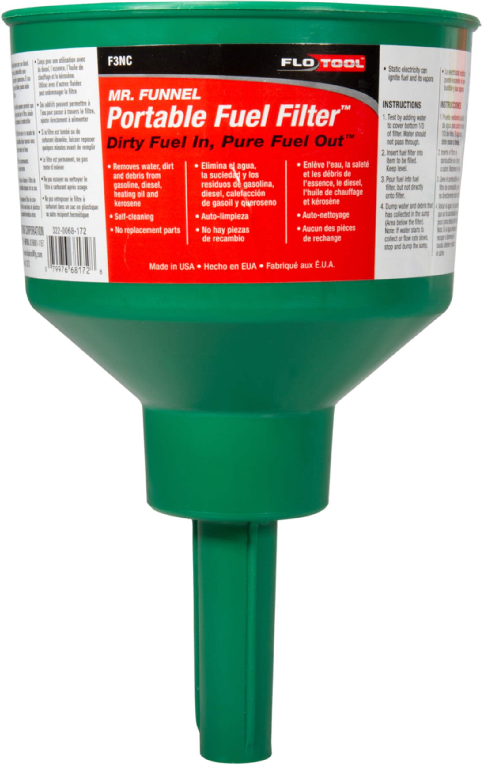 FloTool Mr. Funnel Portable Fuel Filter, F3NC Front_Flat