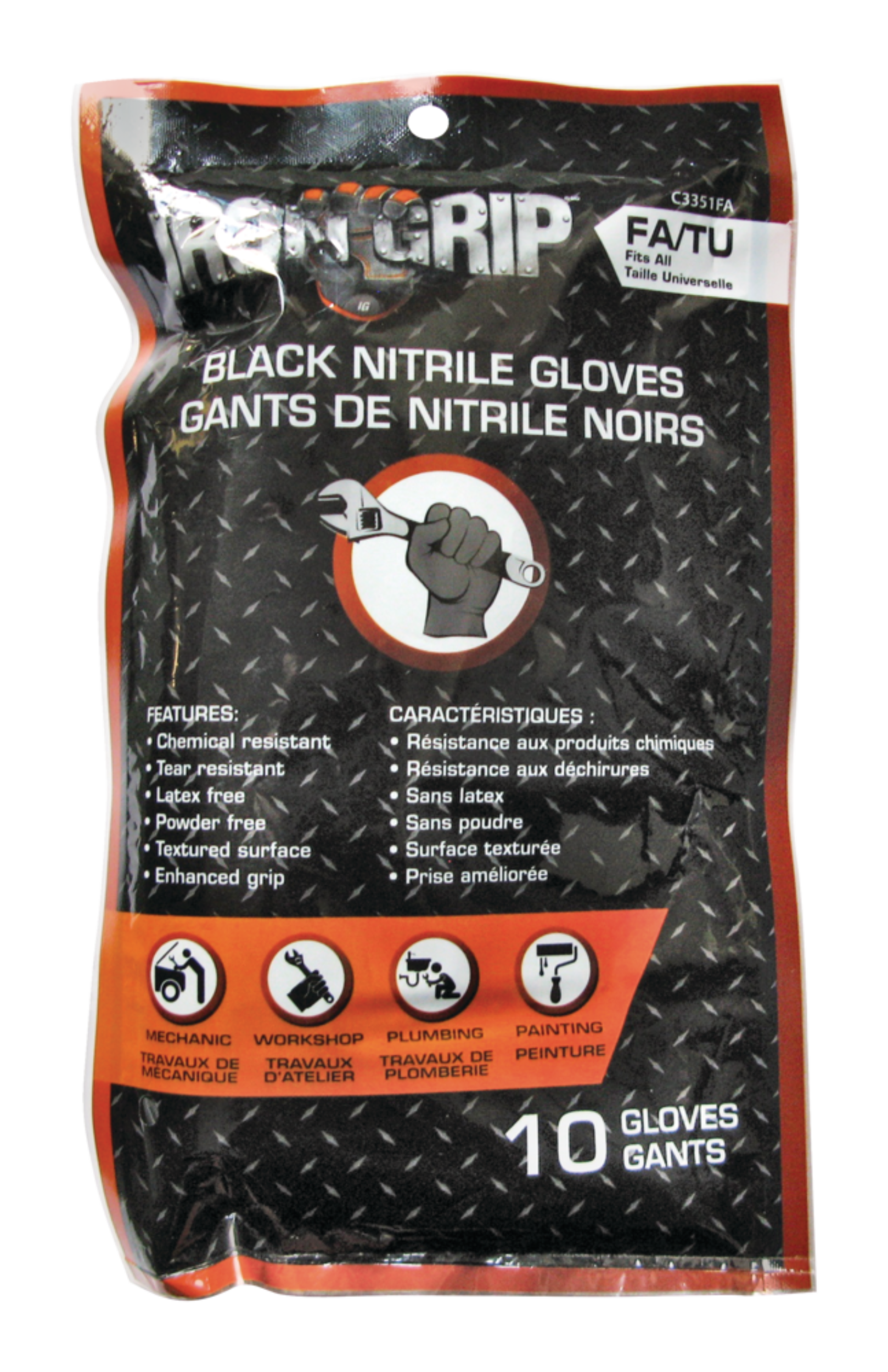 Iron Grip Nitrile Gloves, 10-pk Front_Flat