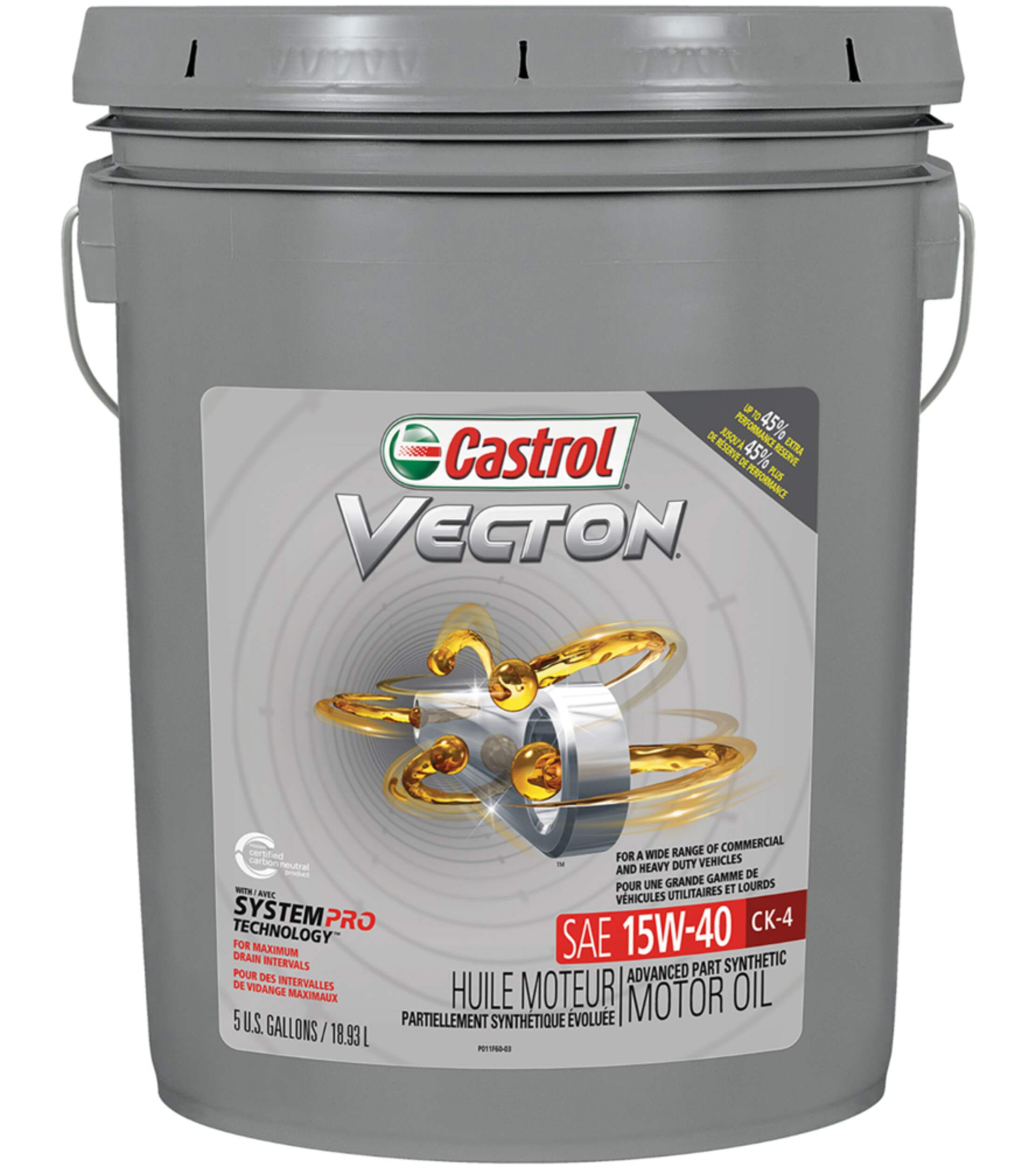 Castrol Vecton CK-4 15W40 Synthetic-Blend Diesel Engine/Motor Oil, 18.9-L Front_Flat