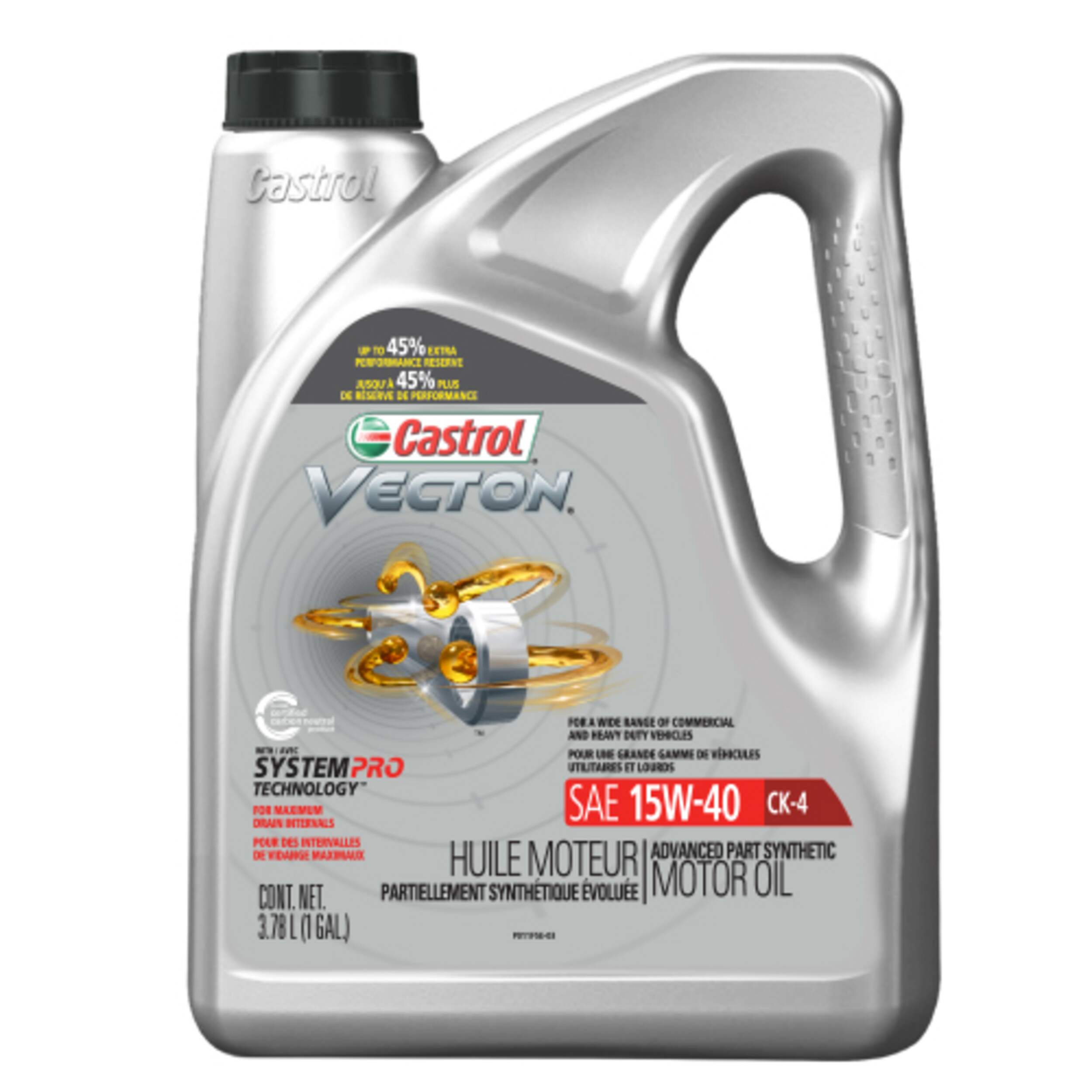 Huile à moteur diesel synthétique Castrol Vecton, CK-4 15W40, 3,78 L Front_Flat
