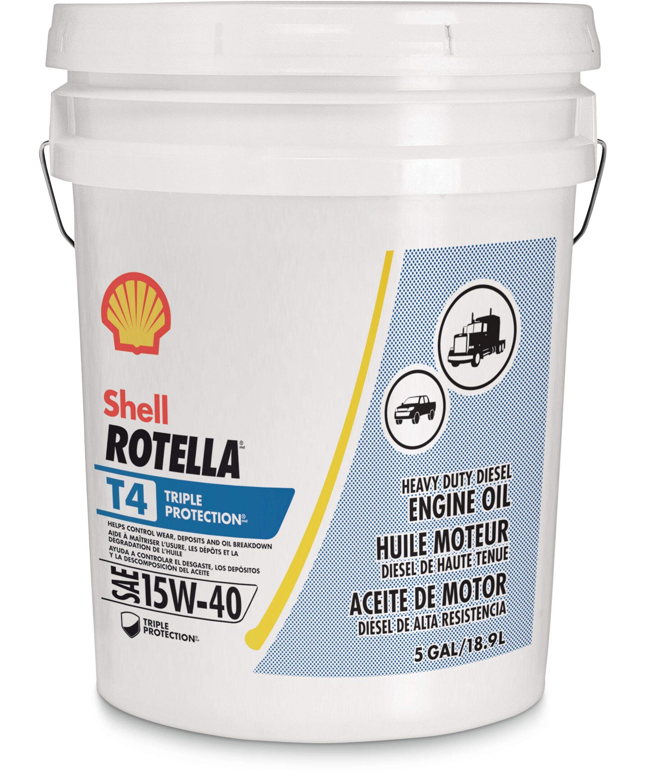 Shell Rotella® T4 Triple Protection® 15W40 Heavy-Duty Conventional Diesel Engine/Motor Oil, 18.9-L Front_Flat