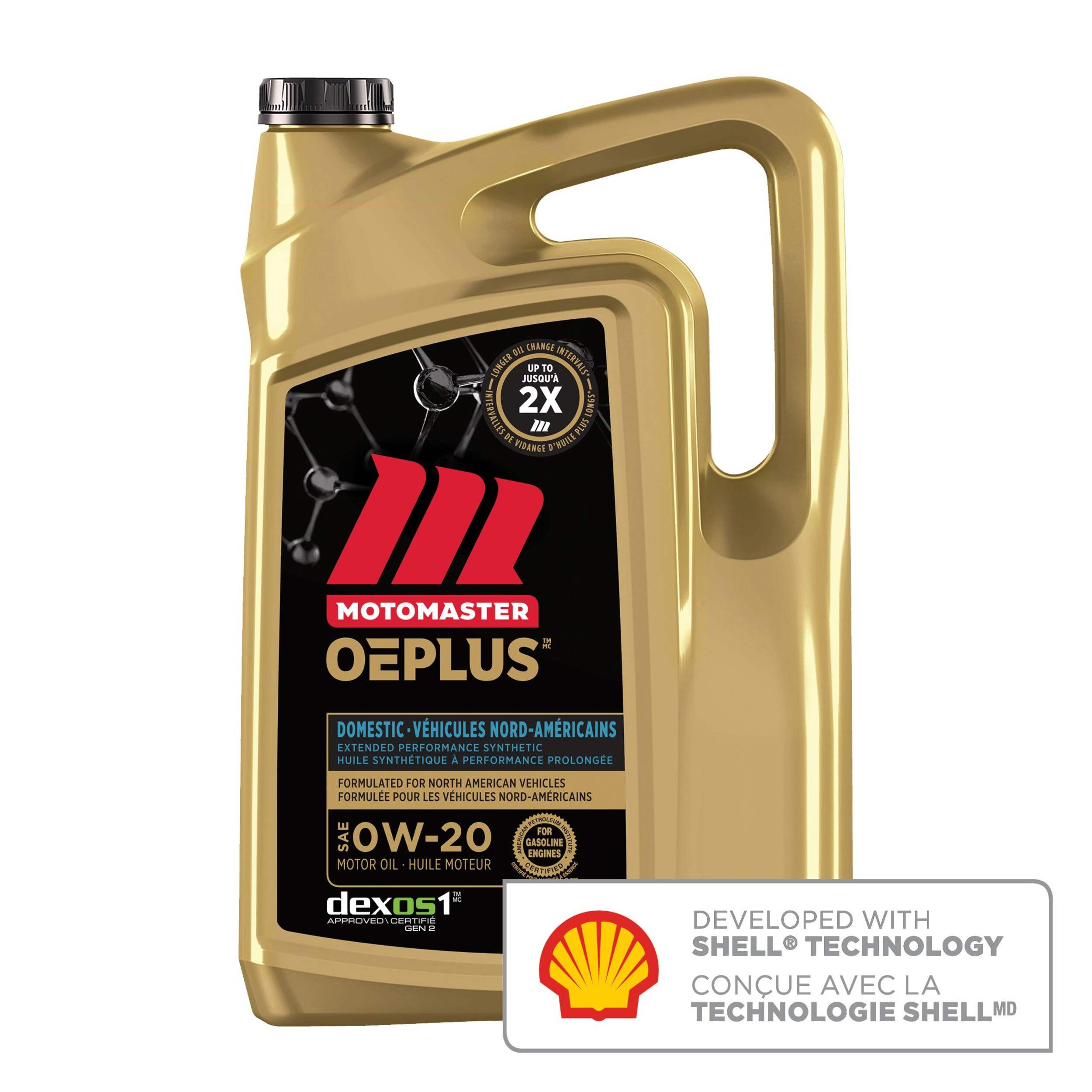 MotoMaster OEPLUS Domestic Premium 0W20 Synthetic Engine/Motor Oil, 5-L Front_Flat