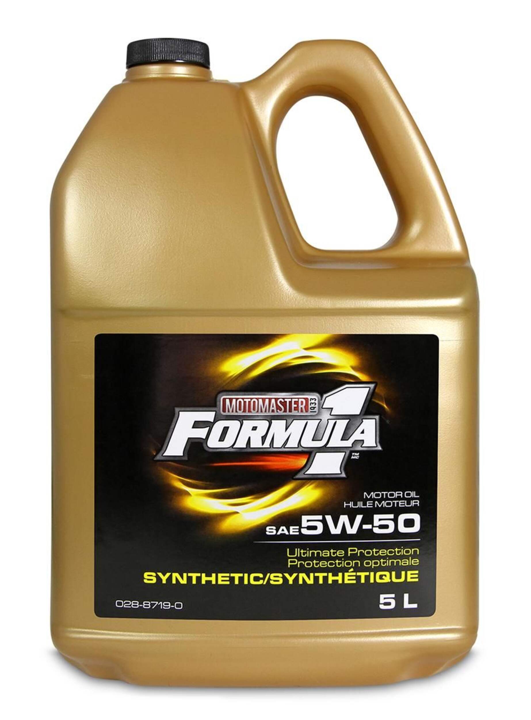 MotoMaster 5W50 Synthetic Engine Oil, 5-L Front_Flat