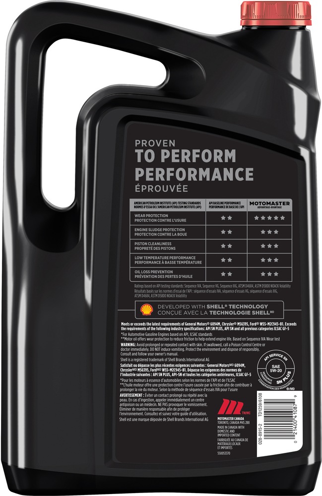 MotoMaster 5W20 Conventional Engine/Motor Oil, 5L Canadian Tire