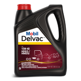 Huile à moteur diesel synthétique service intense Mobil Delvac 15W-40, 3,78 L Front_Flat