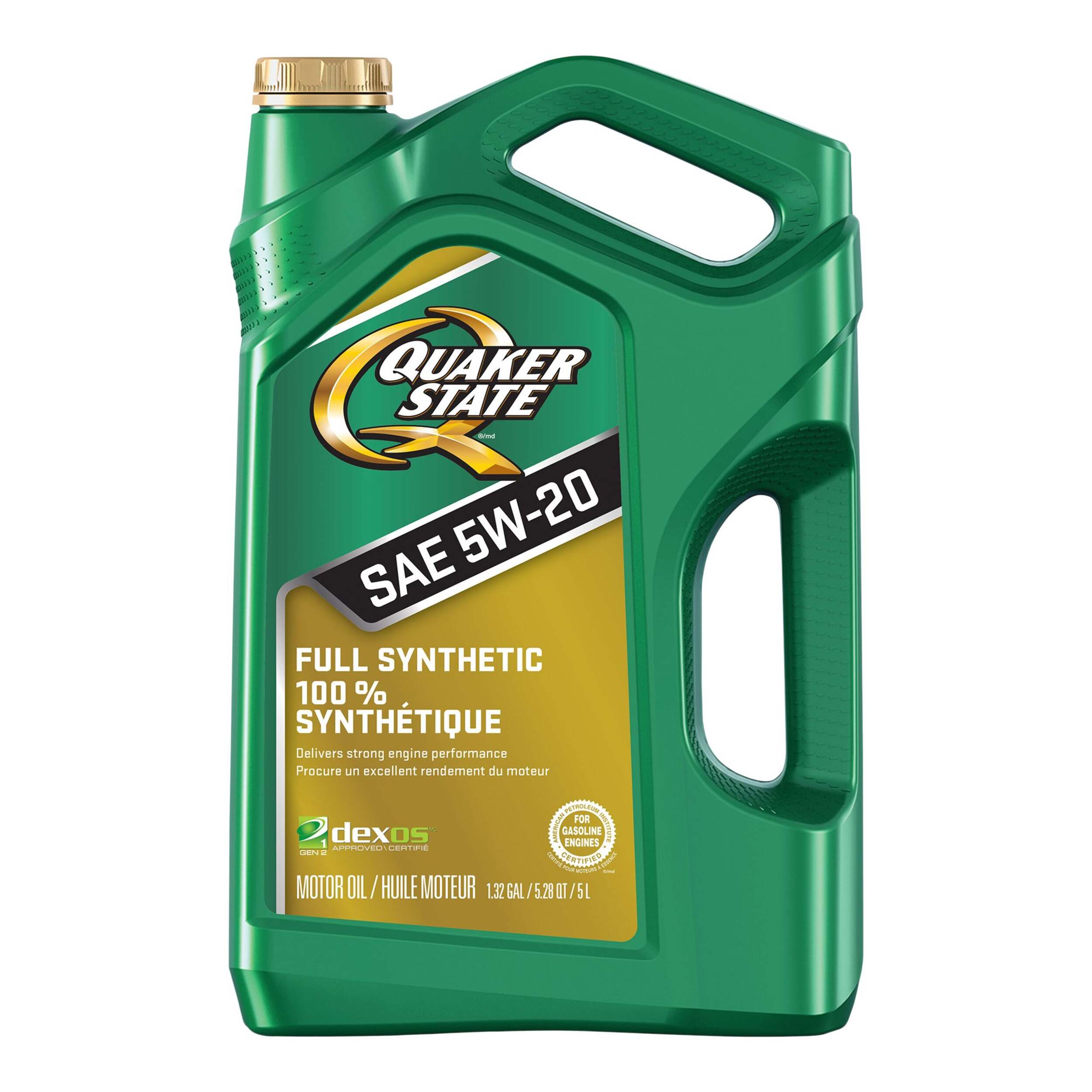 Huile moteur entièrement synthétique Quaker State 5W-20, 5 L Front_Flat