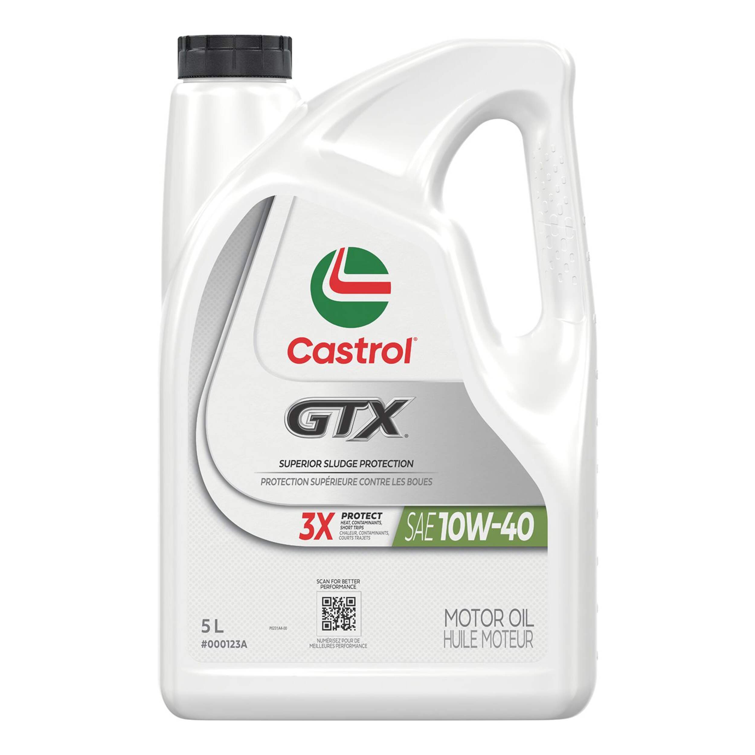 Castrol GTX 10W40 Conventional Engine/Motor Oil, 5-L Front_Flat