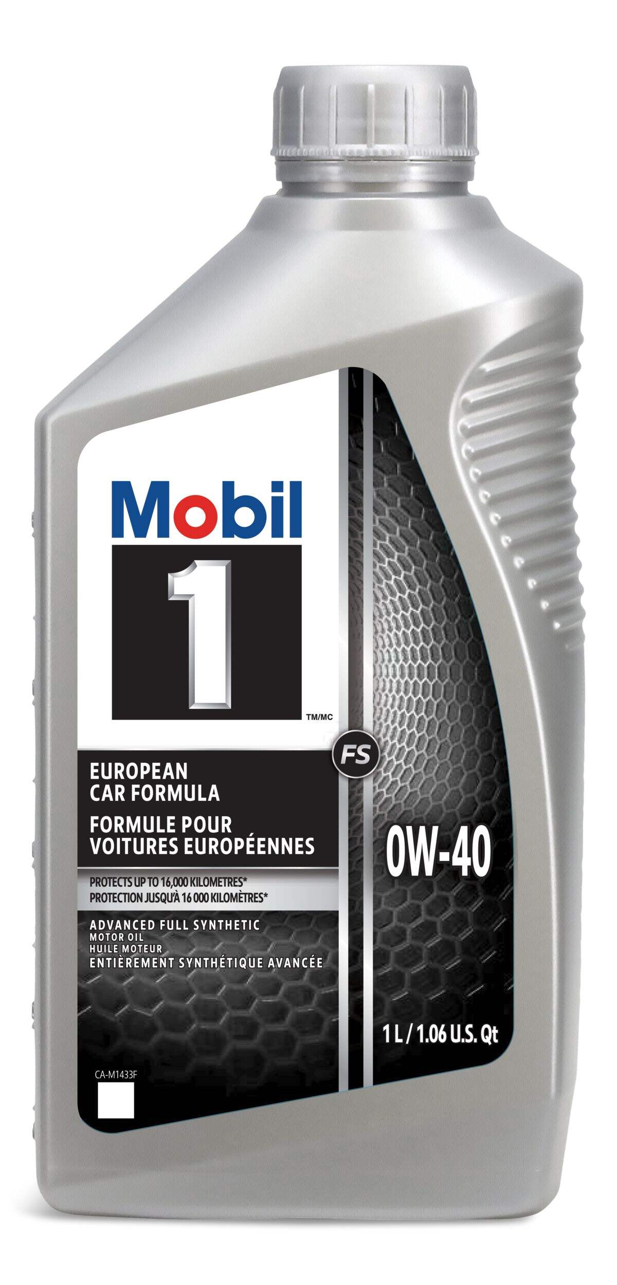 Mobil 1 0W40 Synthetic Engine Oil, 1-L Front_Flat
