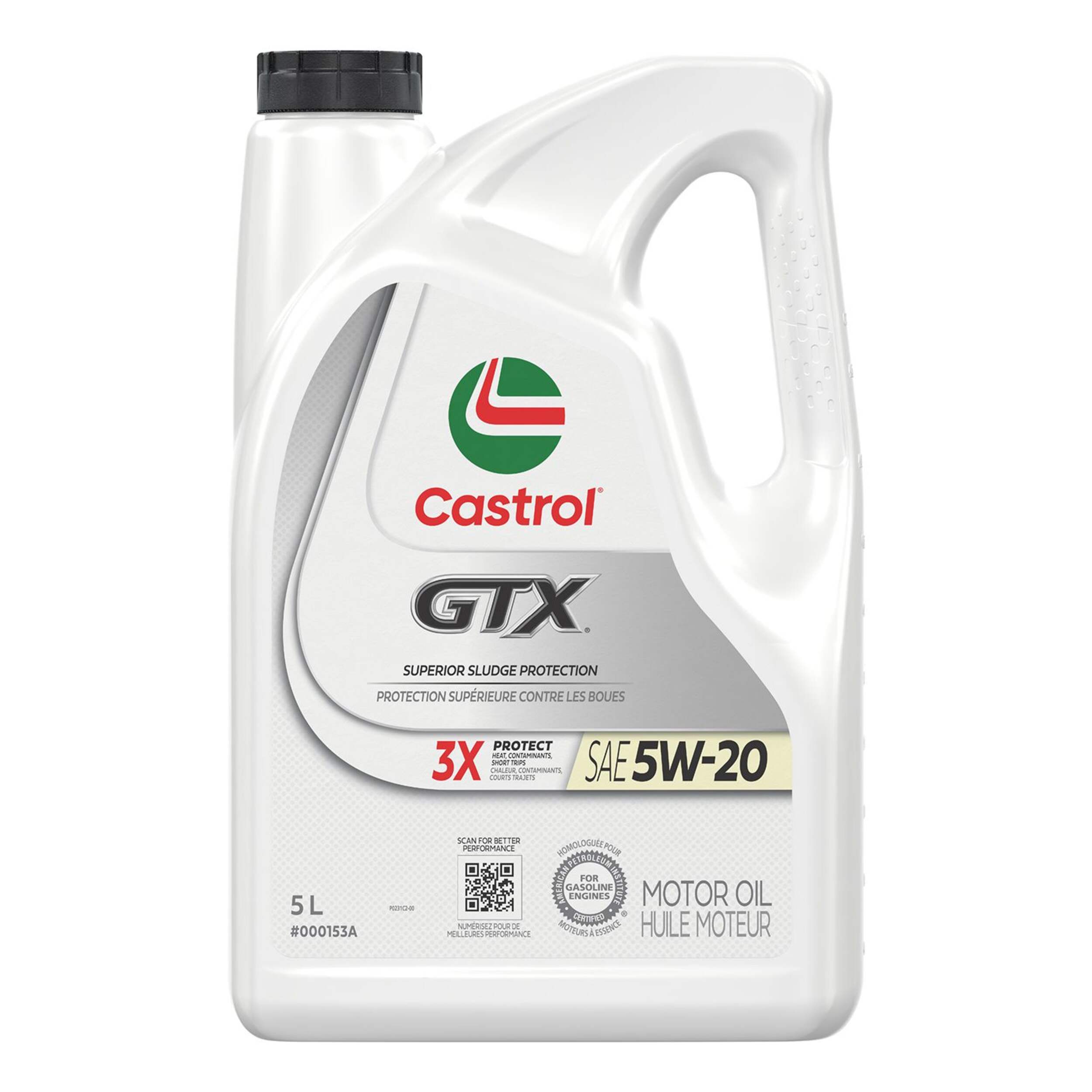 Huile à moteur classique Castrol GTX ULTRACLEAN, 5W-20, 5 L Front_Flat