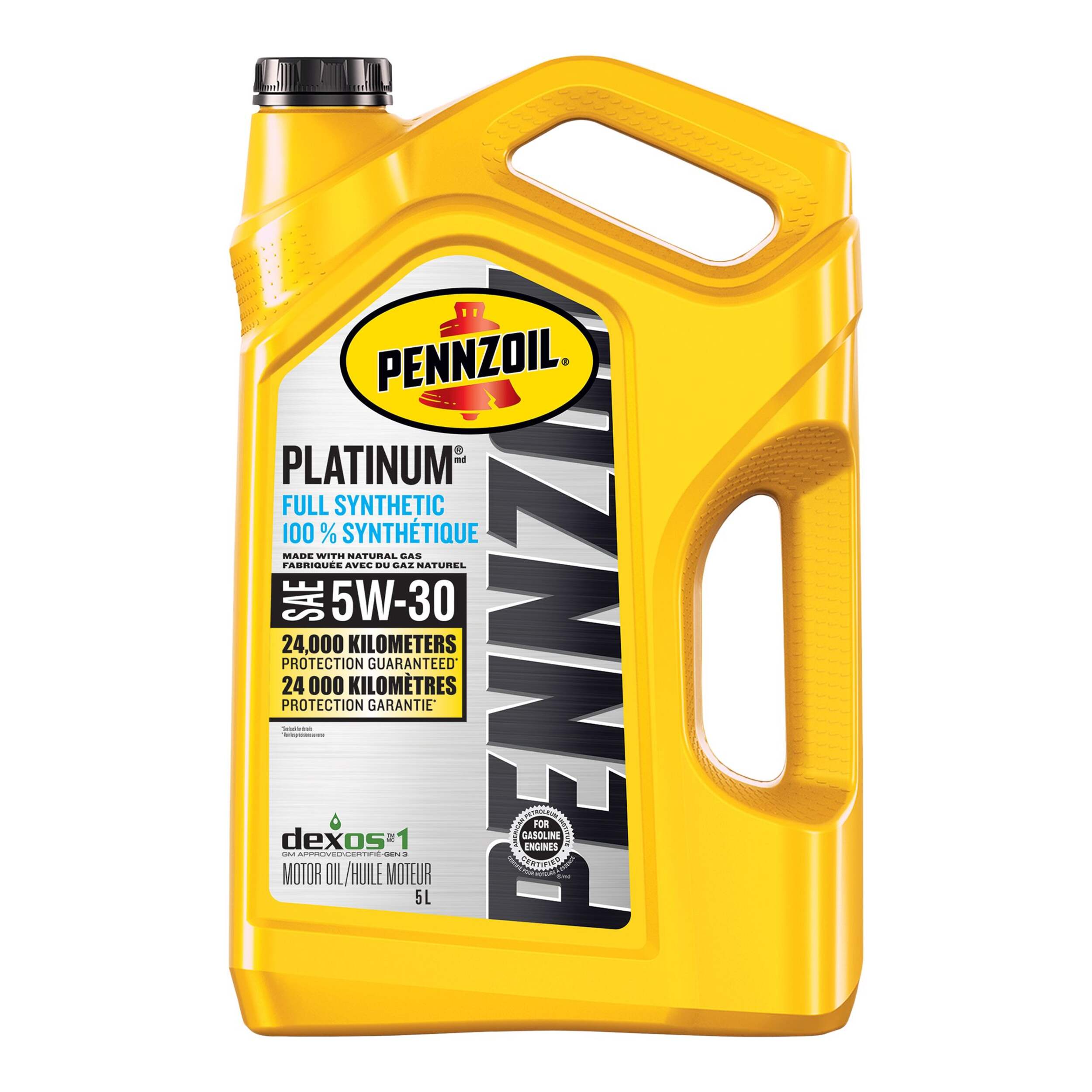 Pennzoil Platinum 5W30 Synthetic Engine/Motor Oil, 5-L Front_Flat