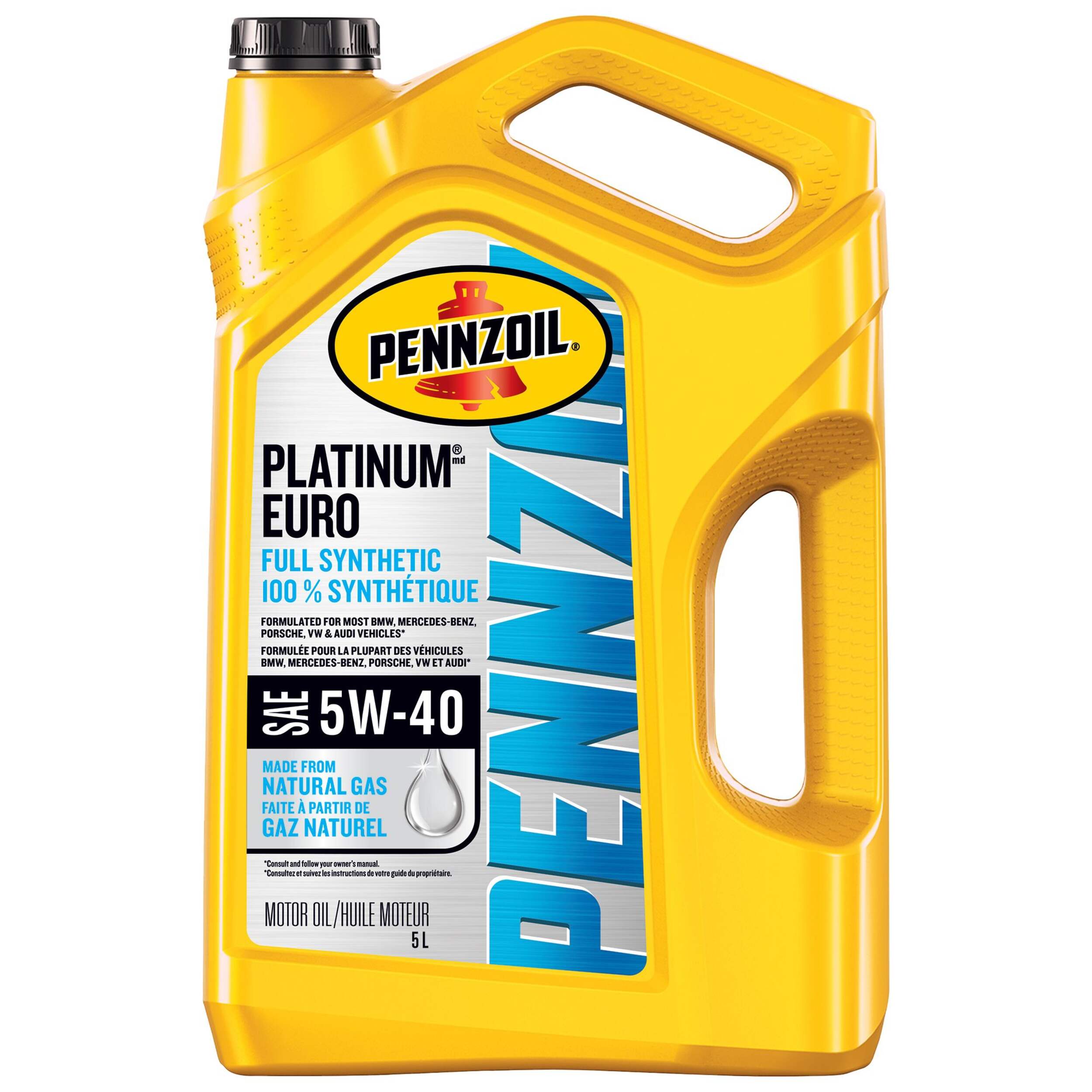 Pennzoil Platinum Euro 5W40 Synthetic Engine/Motor Oil, 5-L Front_Flat