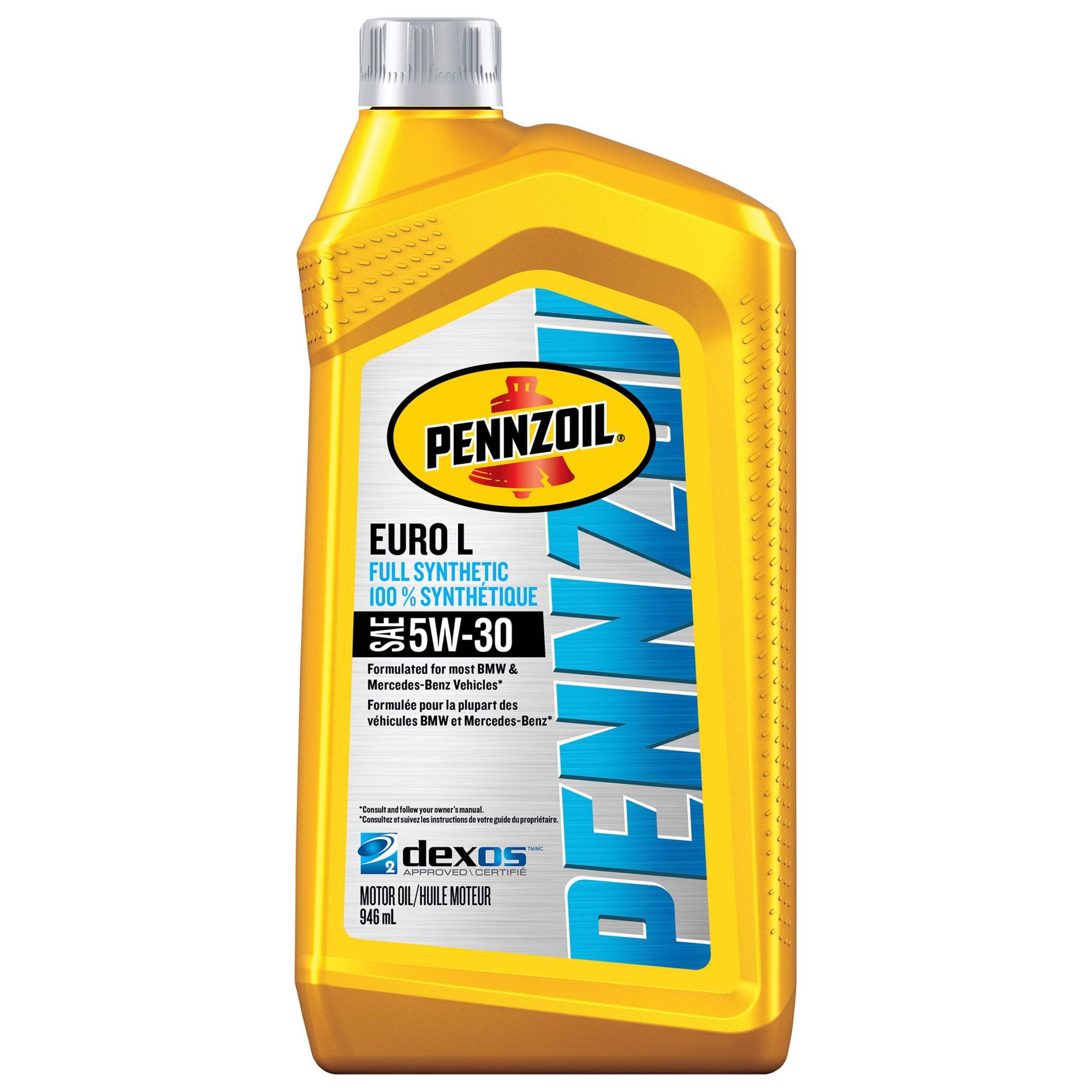 Huile à moteur synthétique Pennzoil Platinum Euro L, 5W-30, 946&nbsp;mL Front_Flat