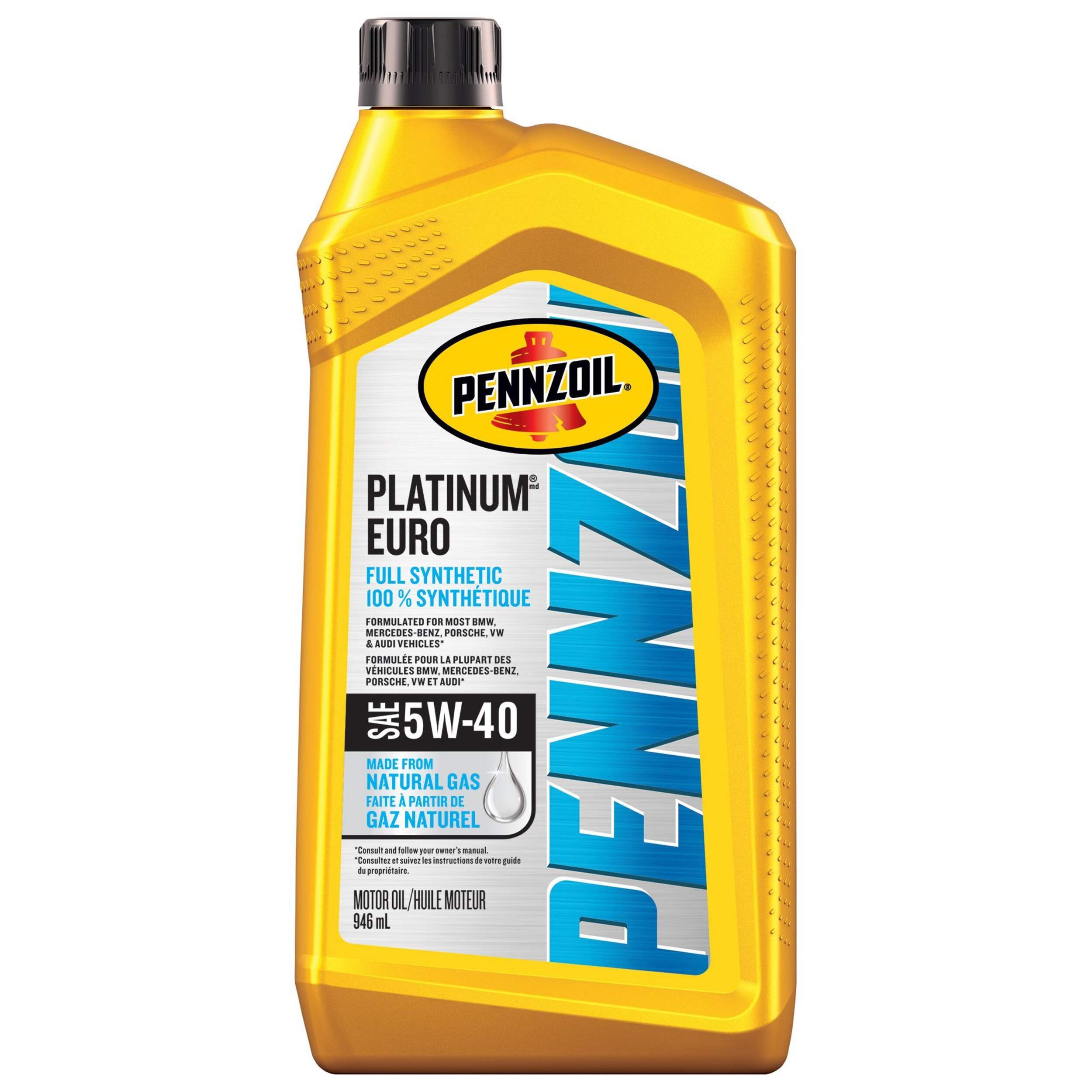 Huile à moteur synthétique Pennzoil Platinum Euro, 5W-40, 946 mL Front_Flat