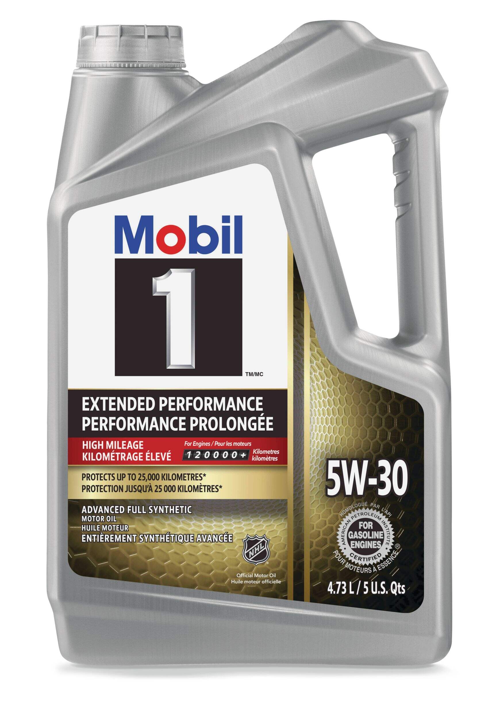 Mobil 1™ Extended Performance High Mileage 5W30 Synthetic Engine/Motor Oil, 4.73-L Front_Flat