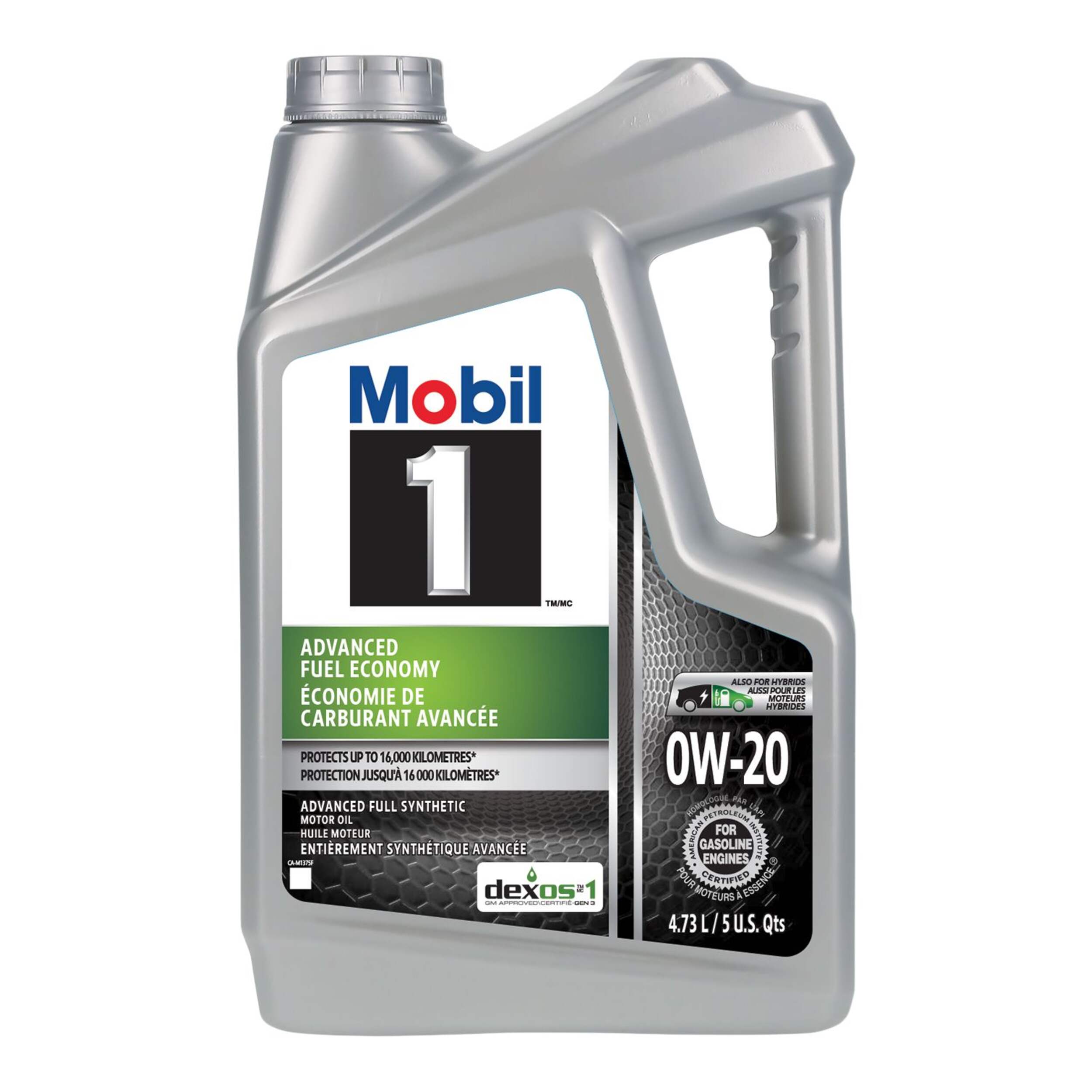 Mobil 1™ Advanced Fuel Economy 0W20 Synthetic Engine/Motor Oil, 4.73-L Front_Flat