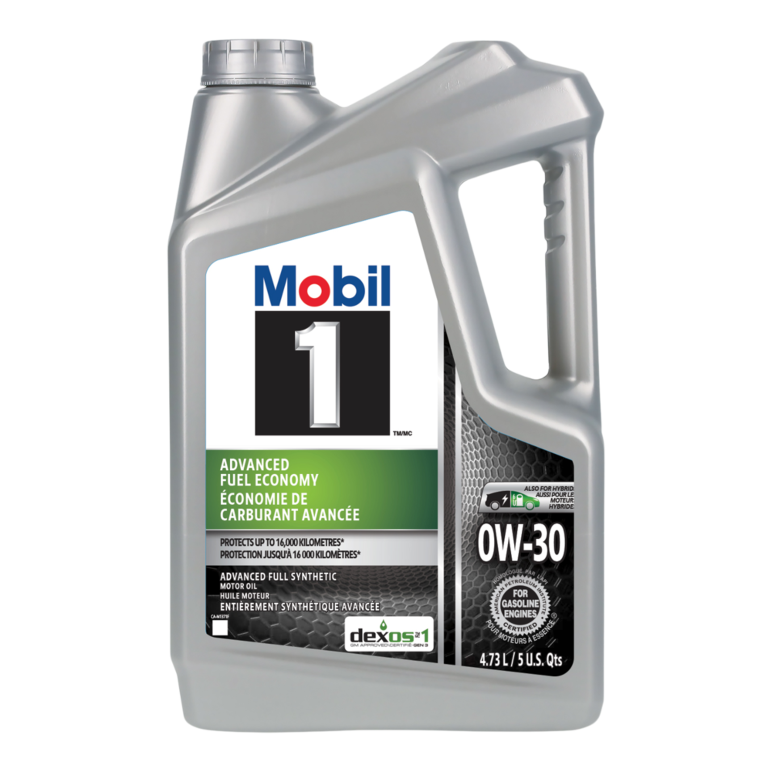 Mobil 1™ Advanced Fuel Economy 0W30 Synthetic Engine/Motor Oil, 4.73-L Front_Flat
