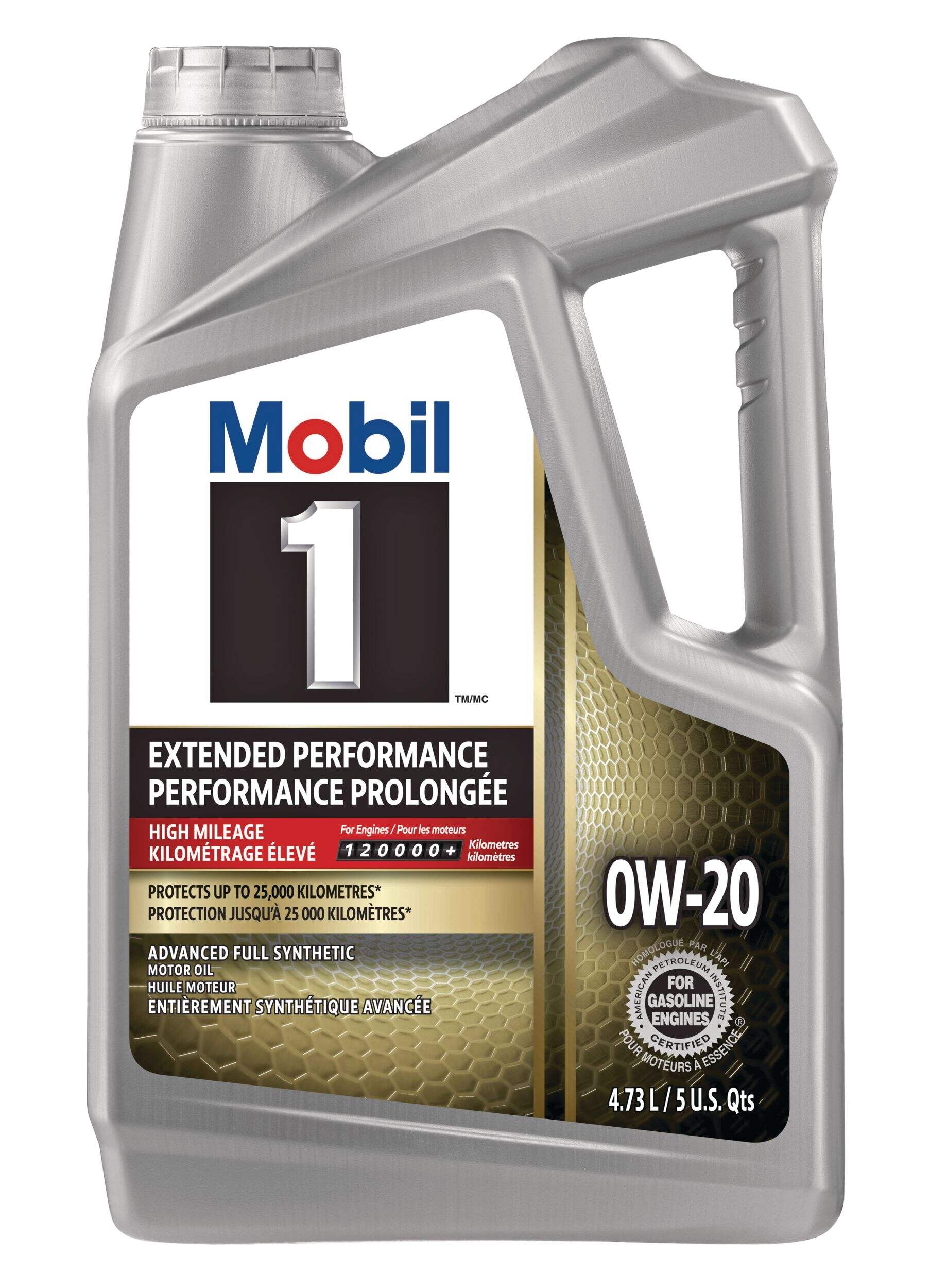 Mobil 1™ Extended Performance High Mileage 0W20 Synthetic Engine/Motor Oil, 4.73-L Front_Flat