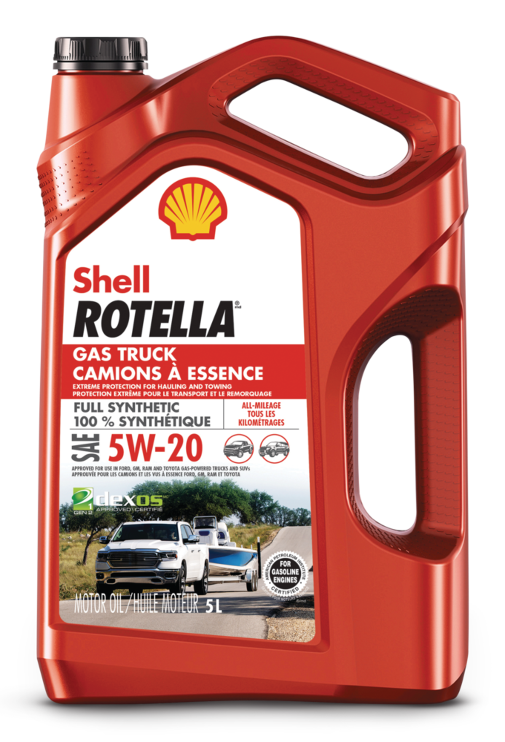 Shell Rotella Gas Truck 5W20 Synthetic Engine/Motor Oil, 5-L Front_Flat