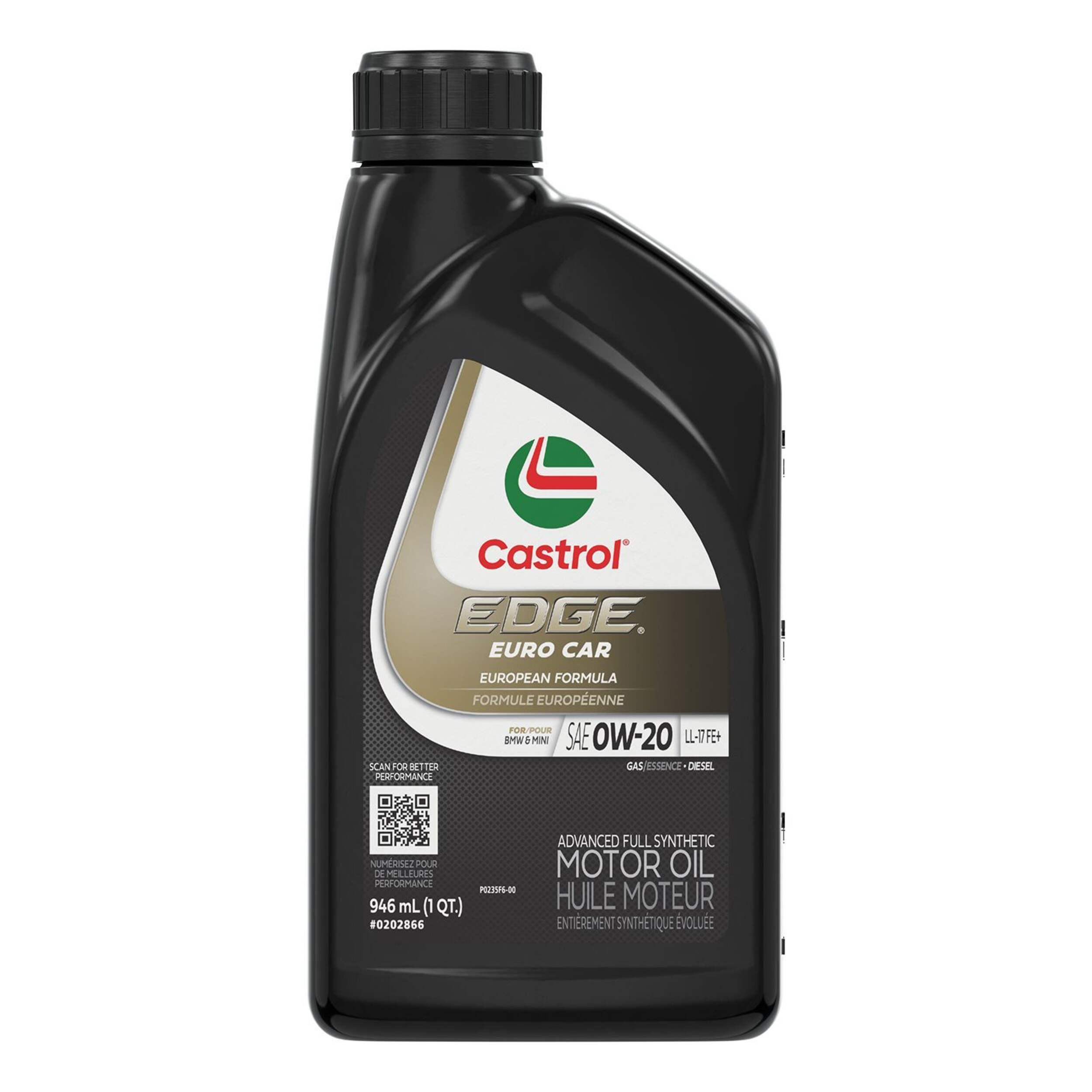Huile à moteur synthétique Castrol Edge 0W20 LL 17, 946 mL Front_Flat